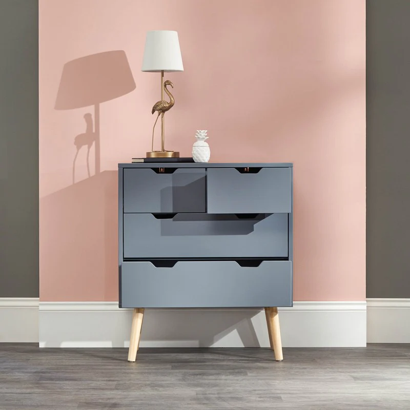 Nyborg Tall Chest of Drawers Dark Grey 4 Drawers - Image 2