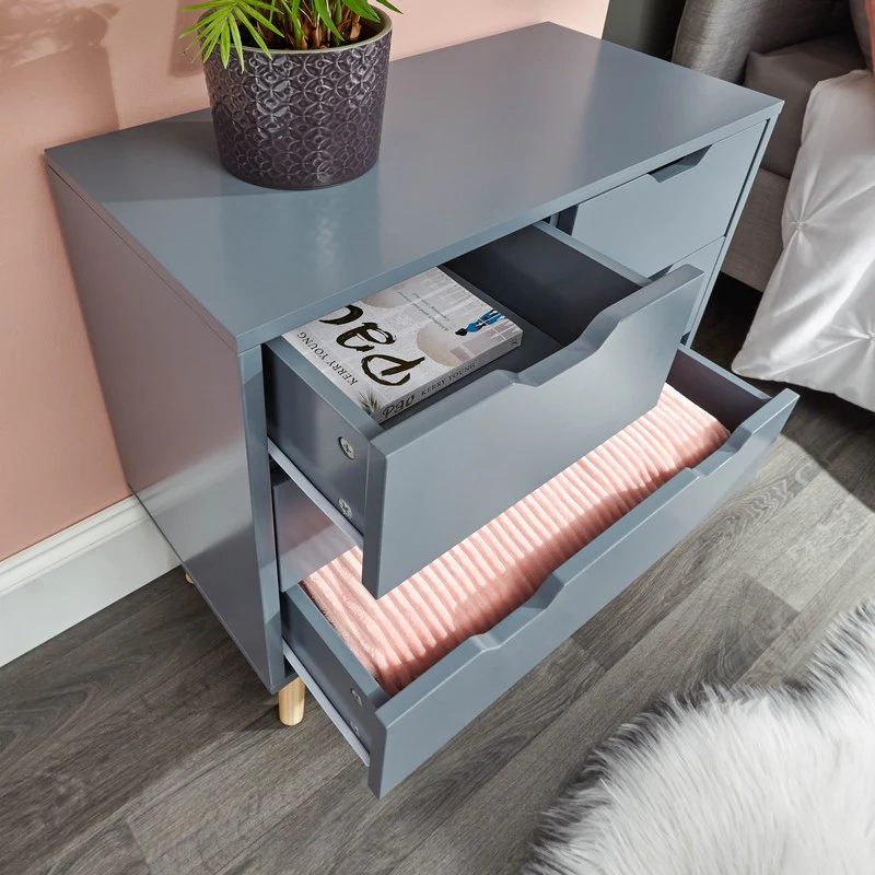 Nyborg Tall Chest of Drawers Dark Grey 4 Drawers - Image 3