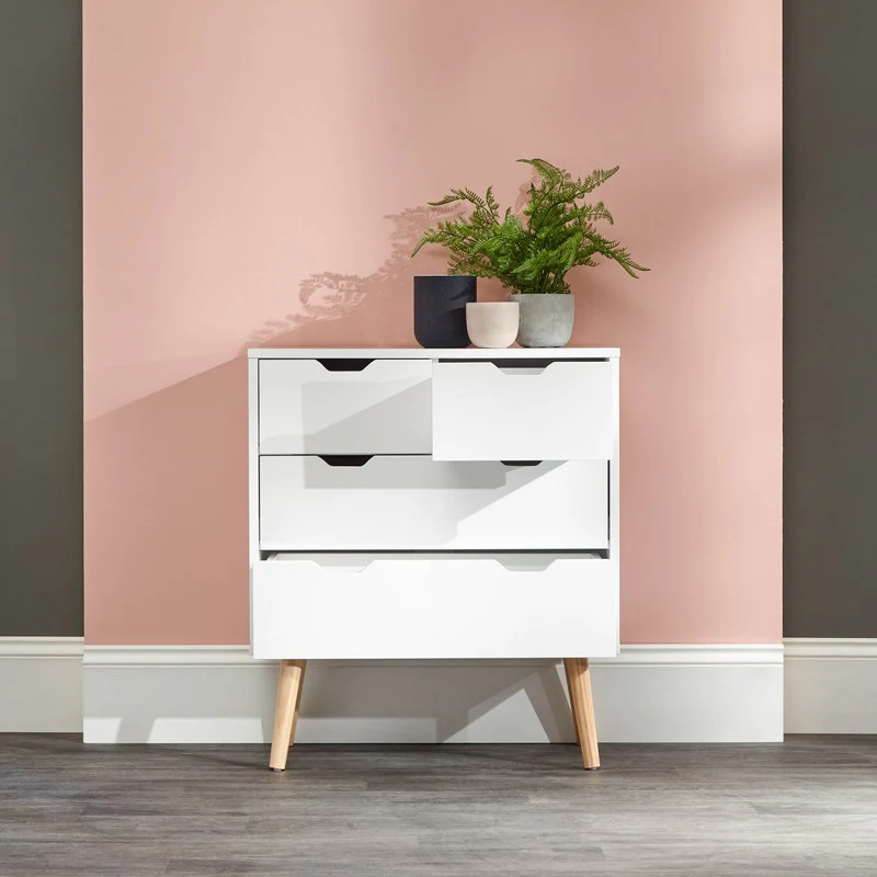 Nyborg Tall Chest of Drawers White 4 Drawers - Image 2