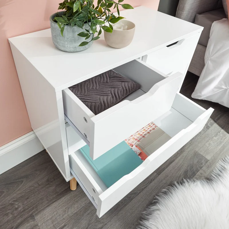 Nyborg Tall Chest of Drawers White 4 Drawers - Image 3