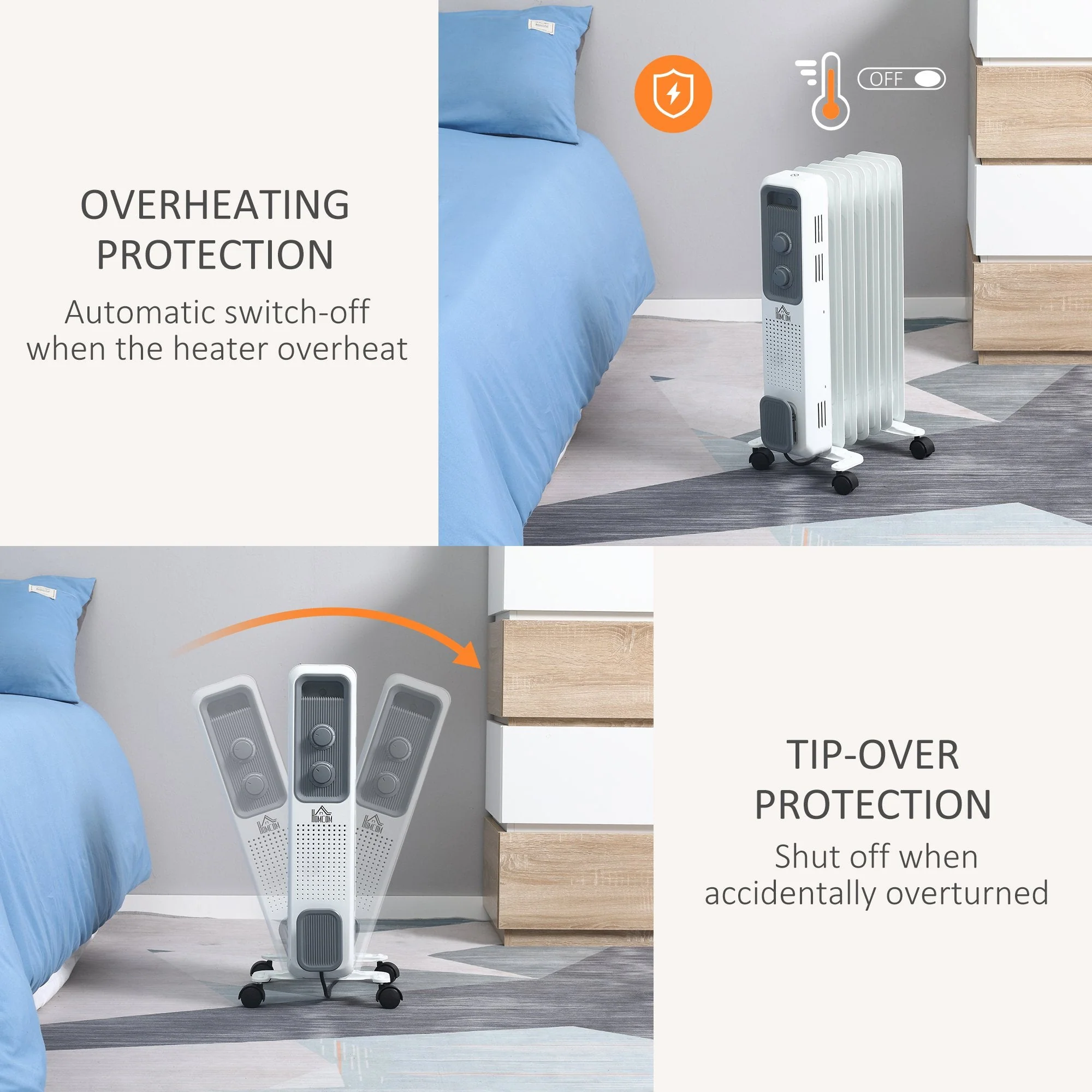 Oil Filled Radiator Seven Fin Portable Heater w/ Three Heat Settings - Image 4