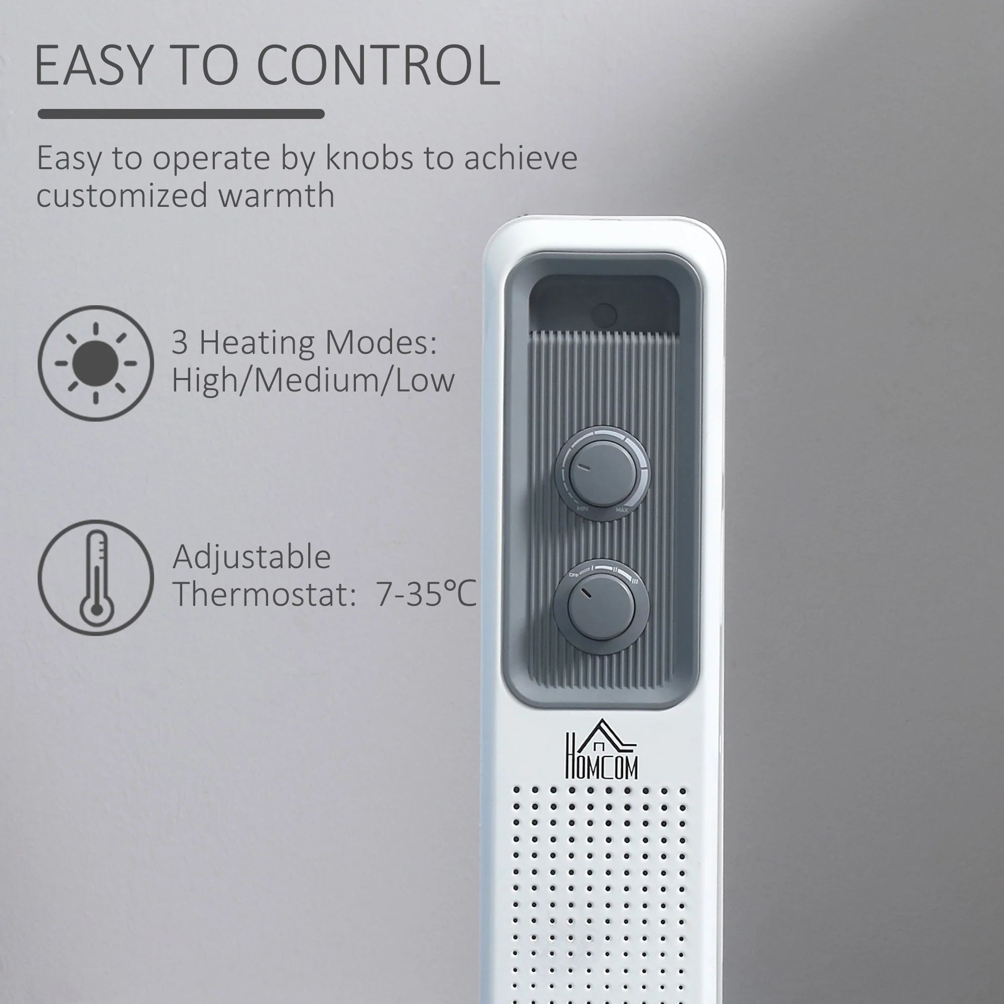 Oil Filled Radiator Seven Fin Portable Heater w/ Three Heat Settings - Image 5