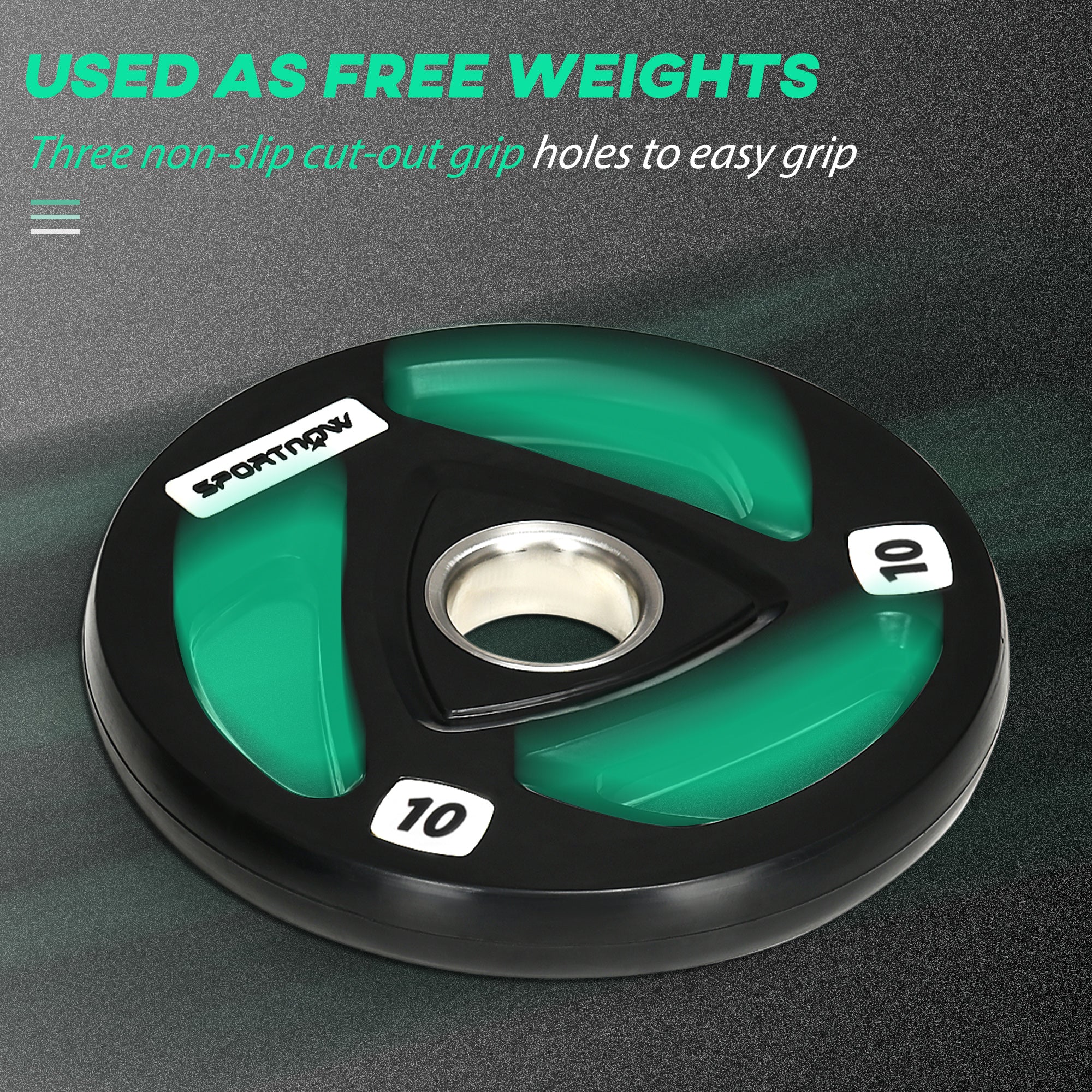 Olympic 2 x 10kg With 5cm Core Hole Weight Plates Steel & Rubber Black by Sportnow - Image 4