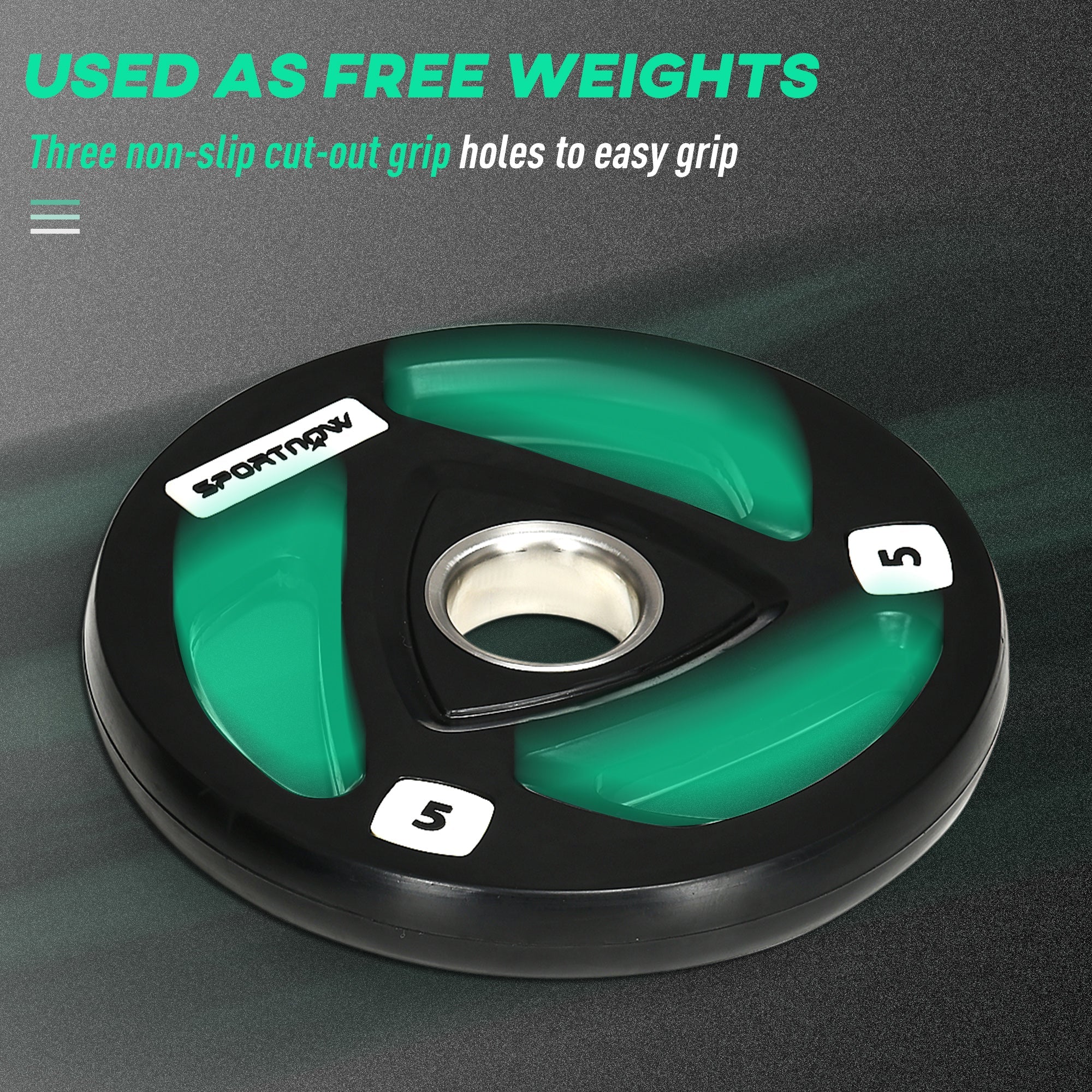 Olympic 2 x 5kg With 5cm Core Hole Weight Plates Steel & Rubber Black by Sportnow - Image 4
