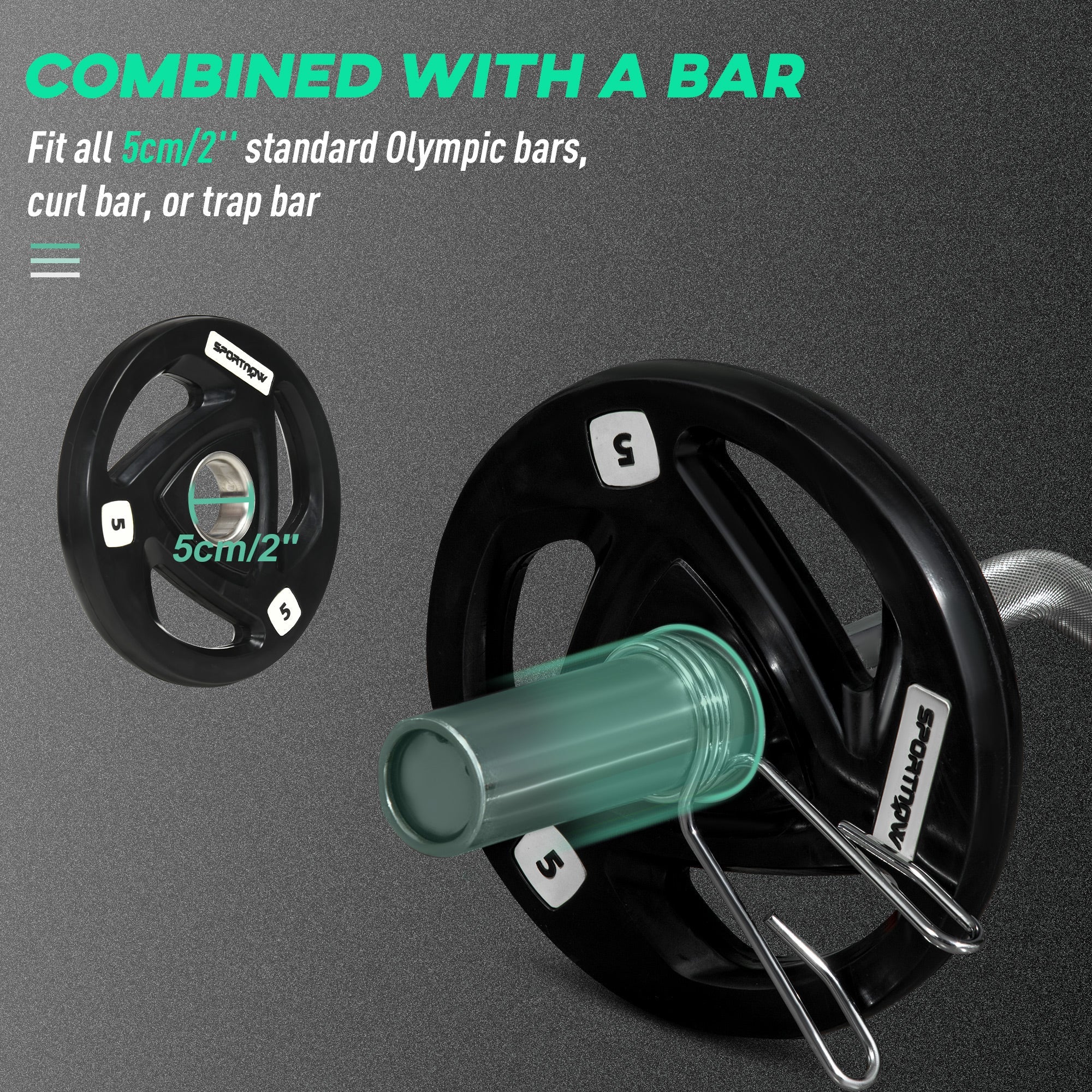 Olympic 2 x 5kg With 5cm Core Hole Weight Plates Steel & Rubber Black by Sportnow - Image 5