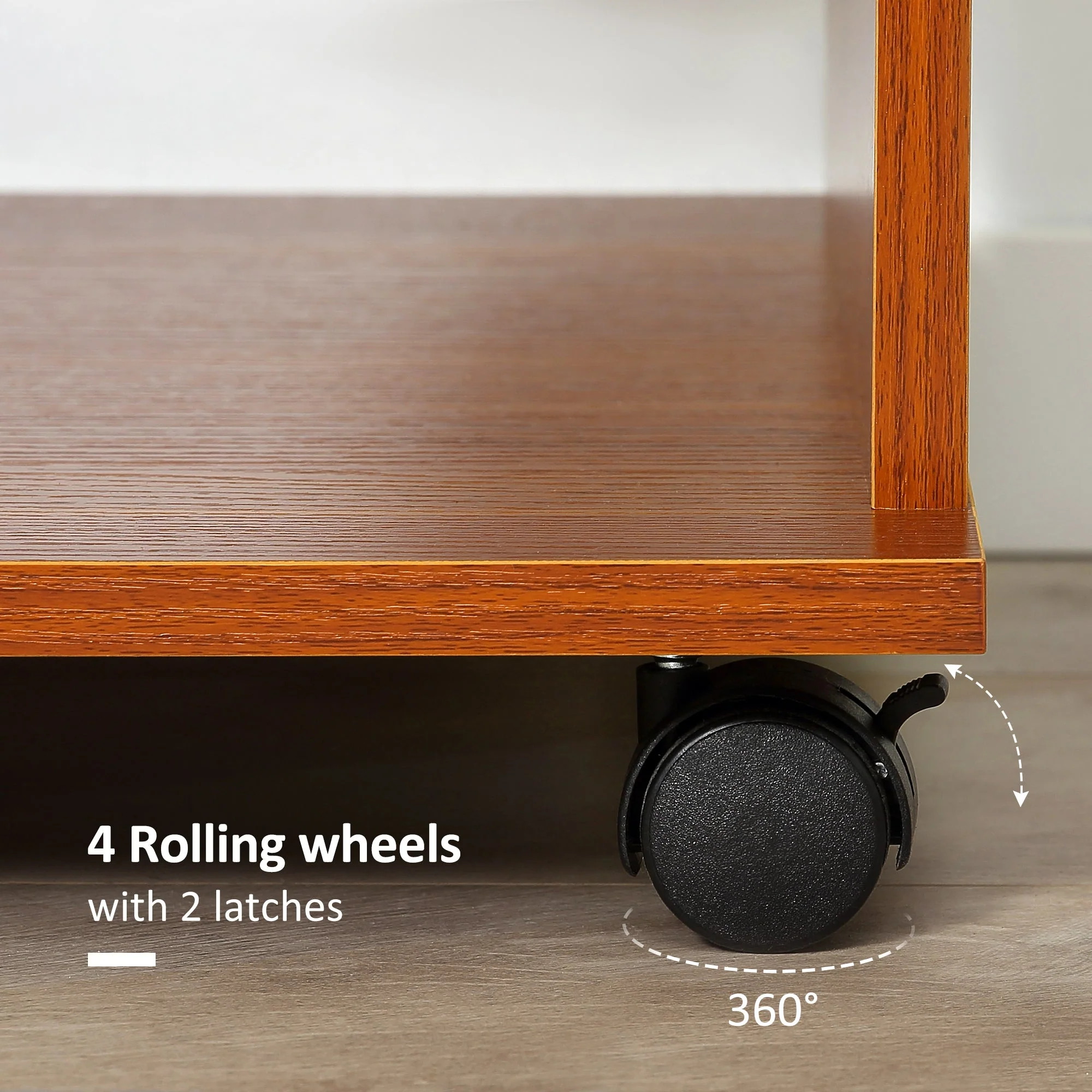 Open Wardrobe with Hanging Rail and Storage Shelves w/Wheels Bedroom-Walnut - Image 4