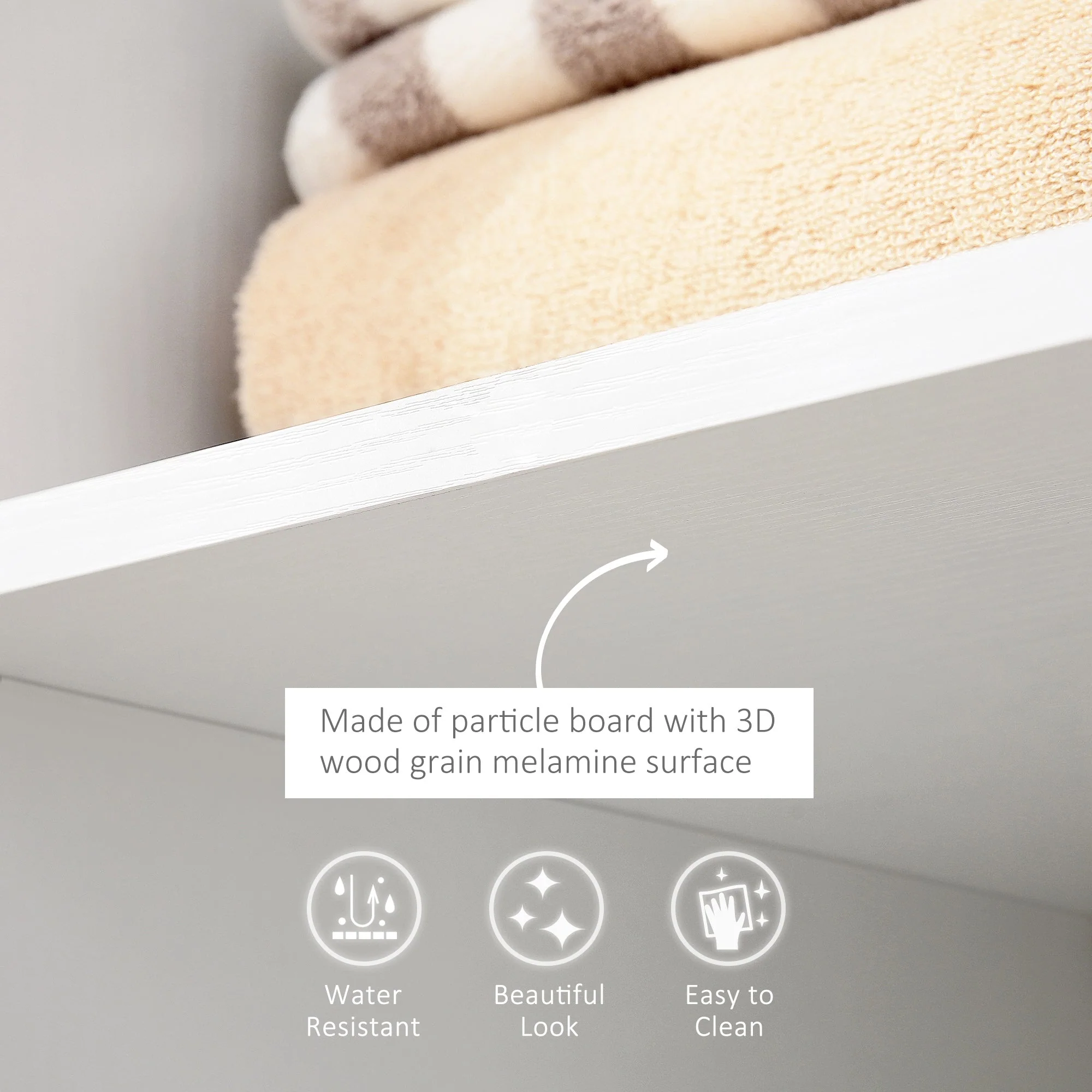 Open Wardrobe with Hanging Rail and Storage Shelves w/Wheels Bedroom-White - Image 4