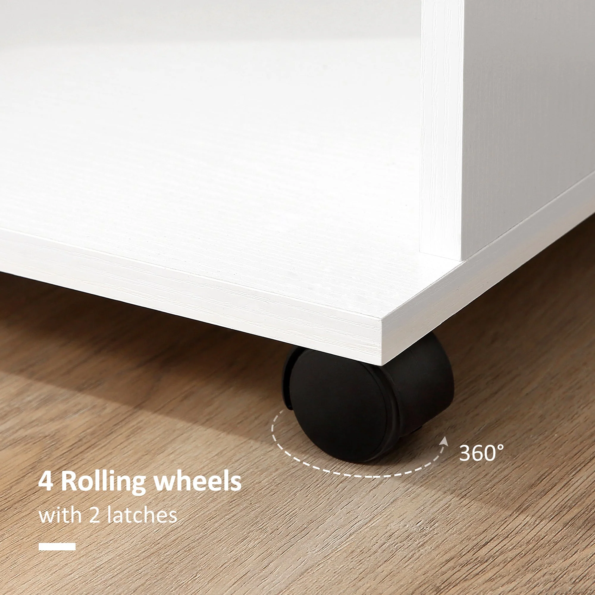 Open Wardrobe with Hanging Rail and Storage Shelves w/Wheels Bedroom-White - Image 5