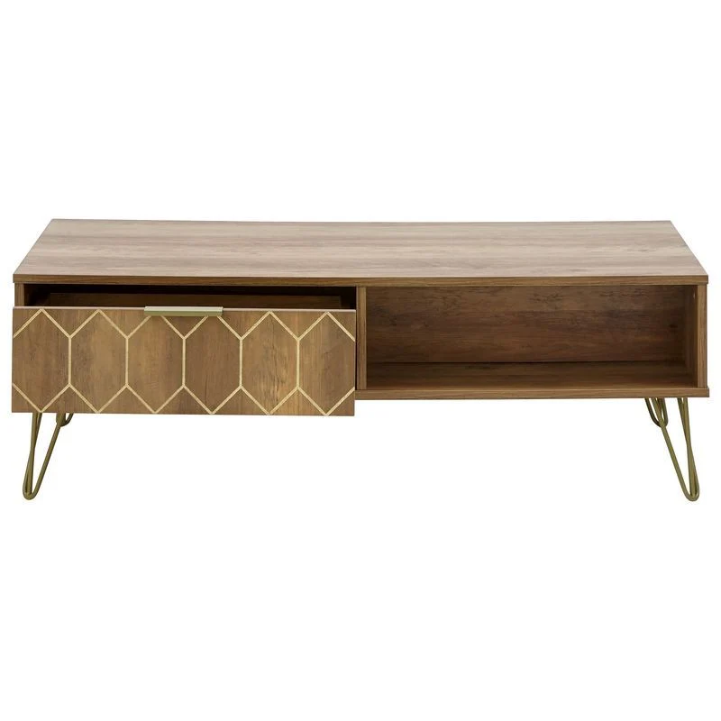 Orleans Coffee Table Natural 2 Shelves 2 Drawers - Image 2