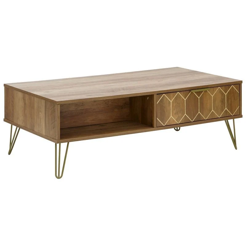 Orleans Coffee Table Natural 2 Shelves 2 Drawers - Image 3