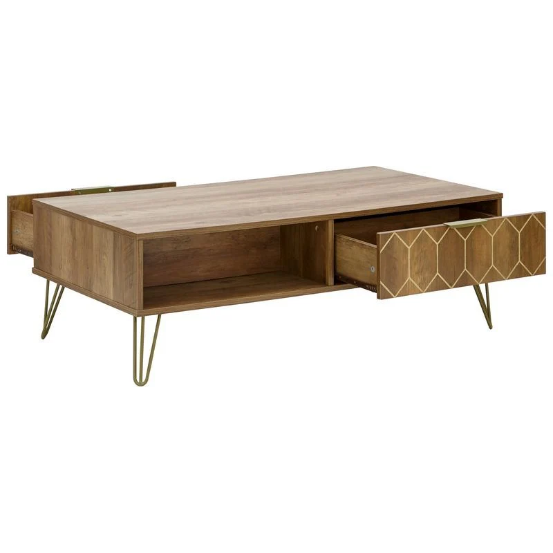 Orleans Coffee Table Natural 2 Shelves 2 Drawers - Image 4