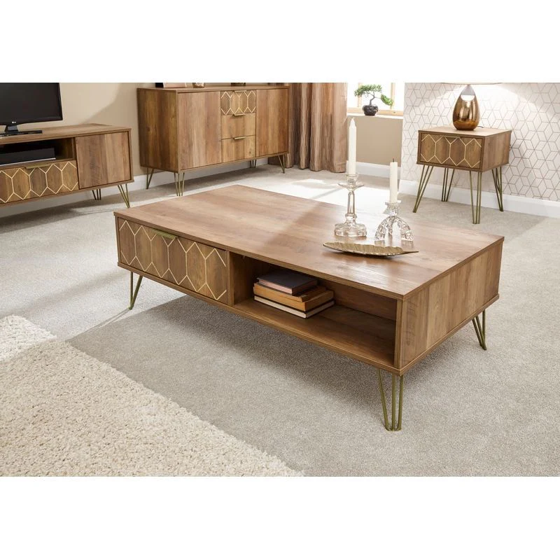 Orleans Coffee Table Natural 2 Shelves 2 Drawers - Image 5