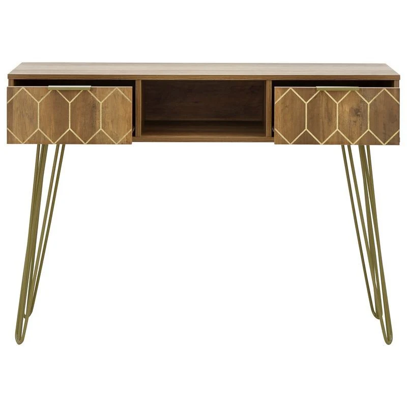 Orleans Console Table Natural 1 Shelf 2 Drawers - Image 2