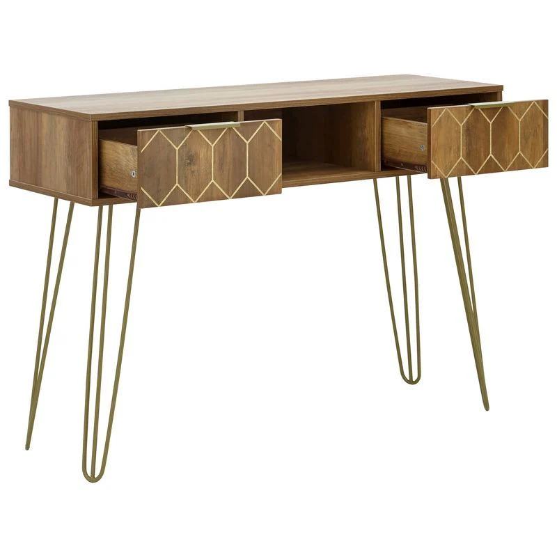 Orleans Console Table Natural 1 Shelf 2 Drawers - Image 4