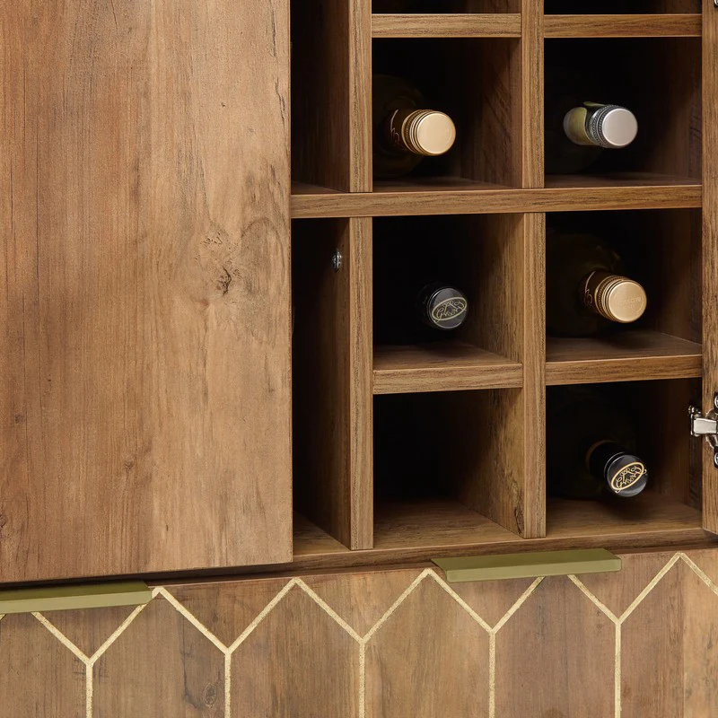 Orleans Wine Rack Natural 2 Doors 1 Shelf 1 Drawer - Image 2