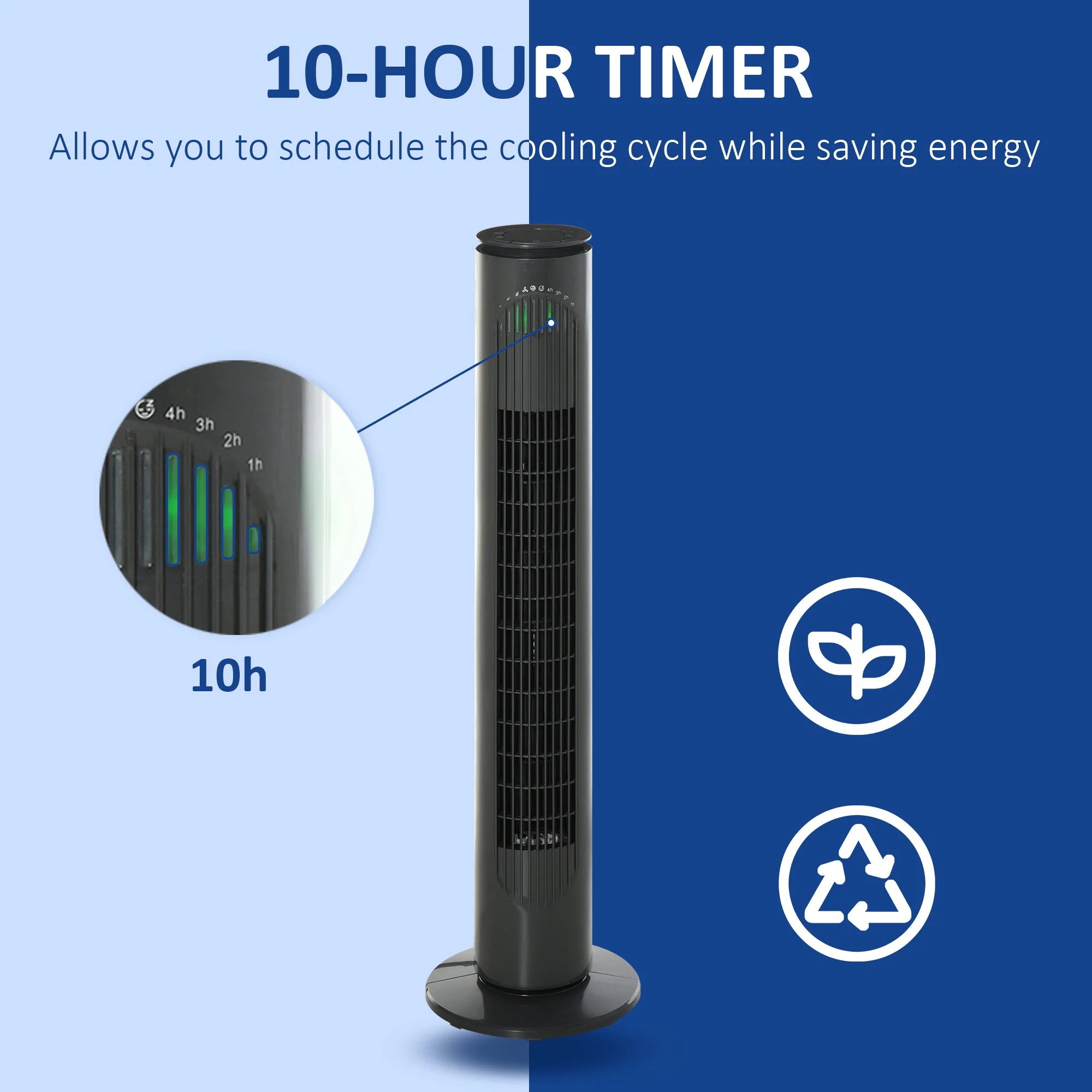 Oscillating Three Speed Tower Fan With Timer Grey - Image 5