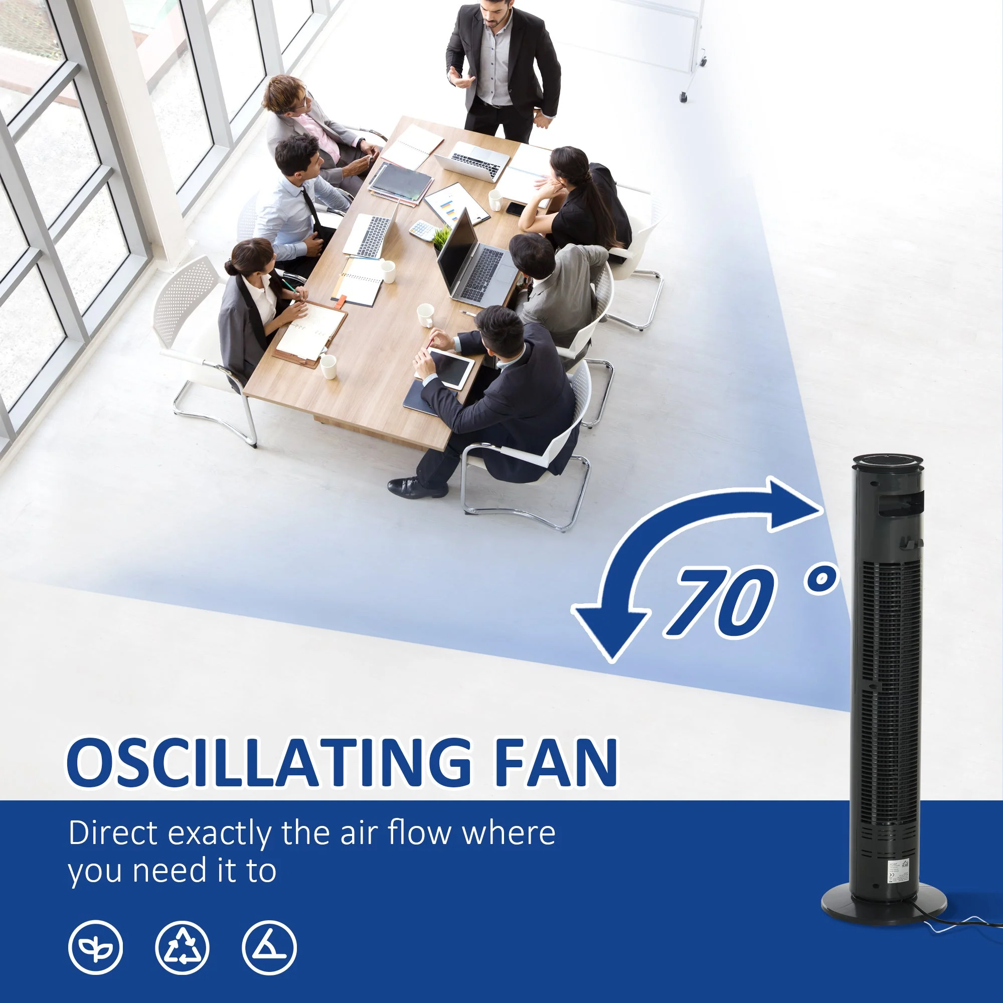 Oscillating Three Speed Tower Fan With Timer Grey - Image 6