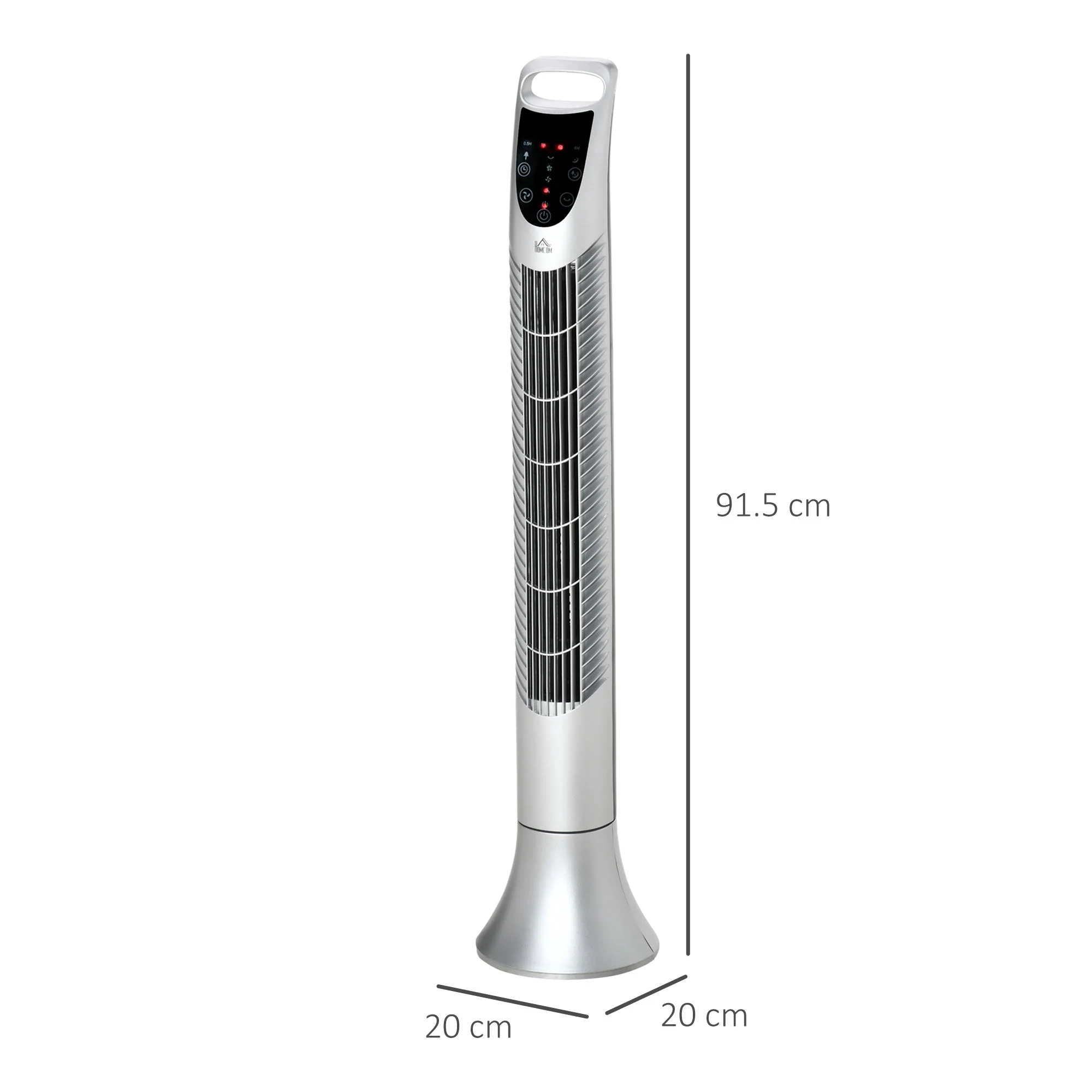 Oscillating Three Speed Tower Fan With Timer & Remote Control Silver - Image 3