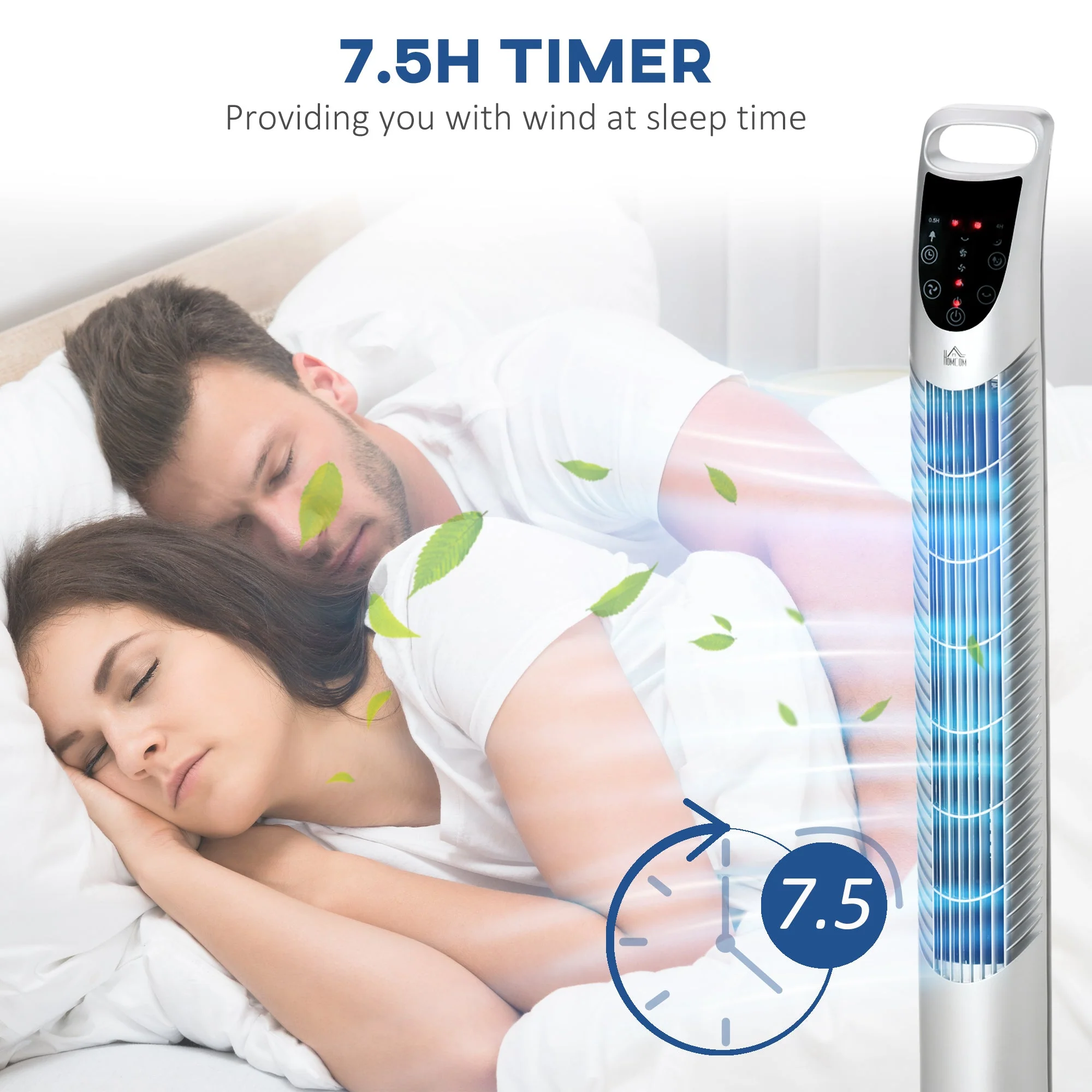 Oscillating Three Speed Tower Fan With Timer & Remote Control Silver - Image 7