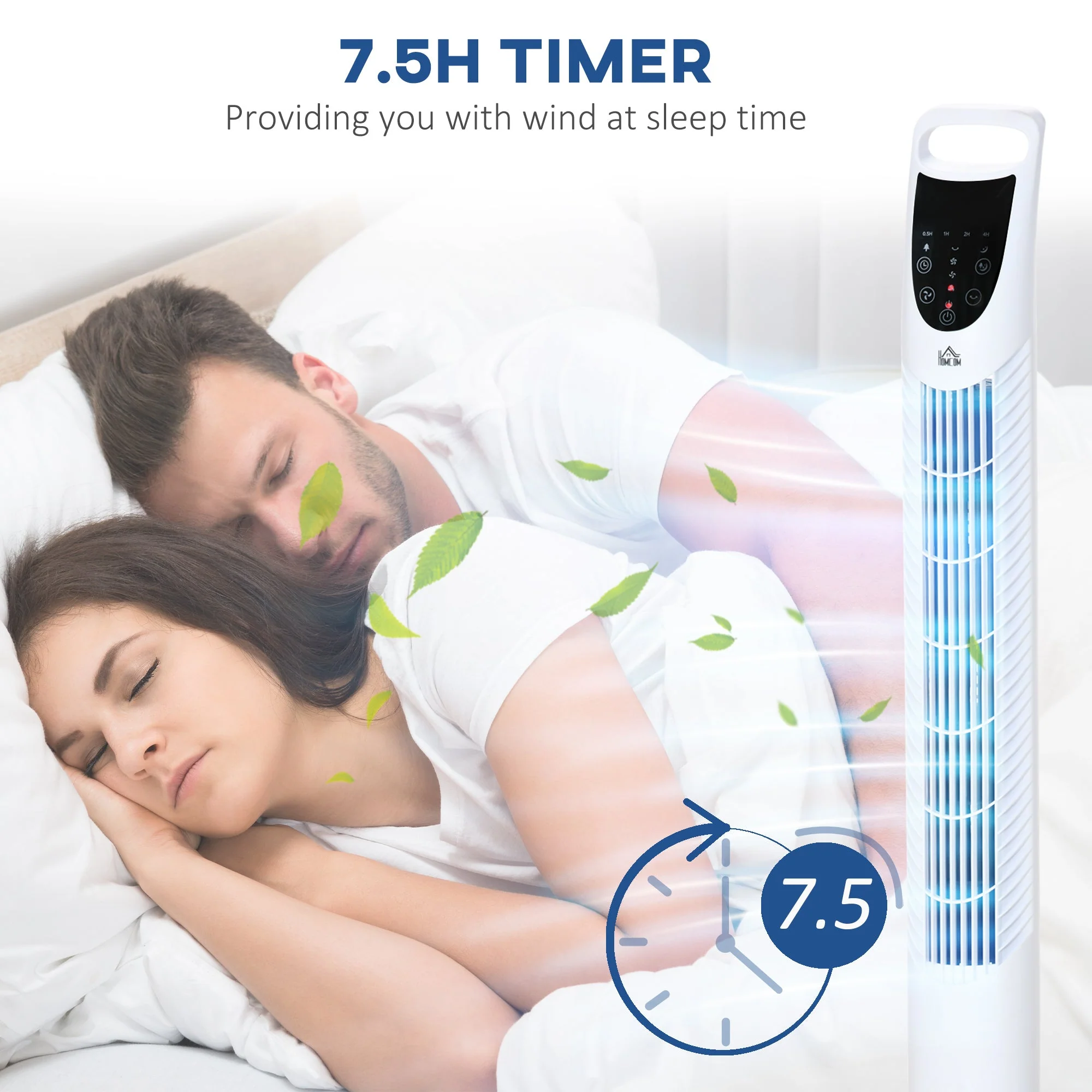 Oscillating Three Speed Tower Fan With Timer & Remote Control White - Image 7
