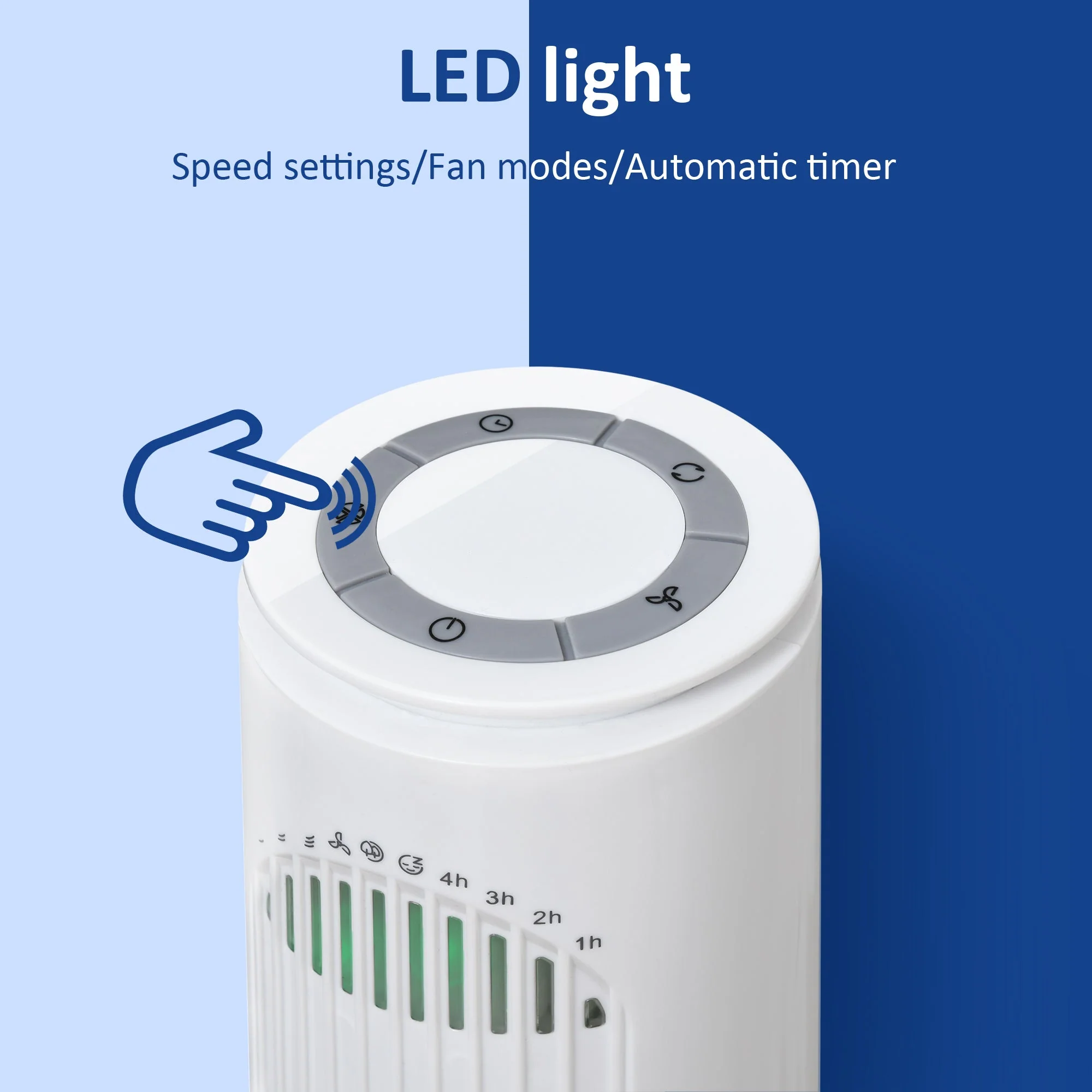 Oscillating Three Speed Tower Fan With Timer White - Image 4