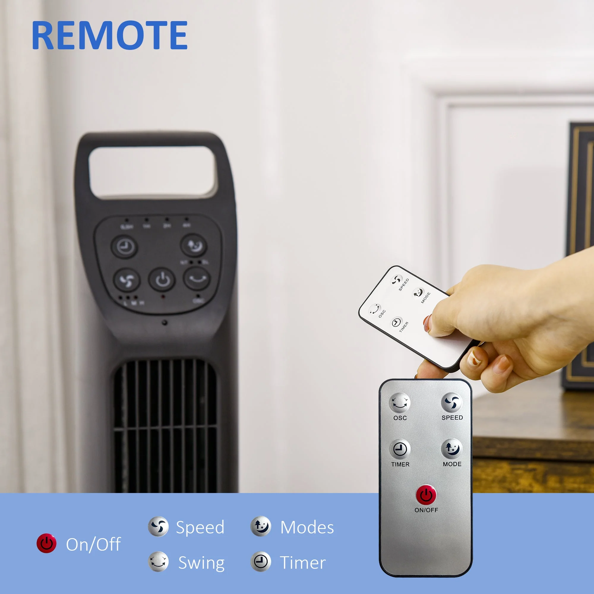 Oscillating Tower Fan with Remote Control - Image 7