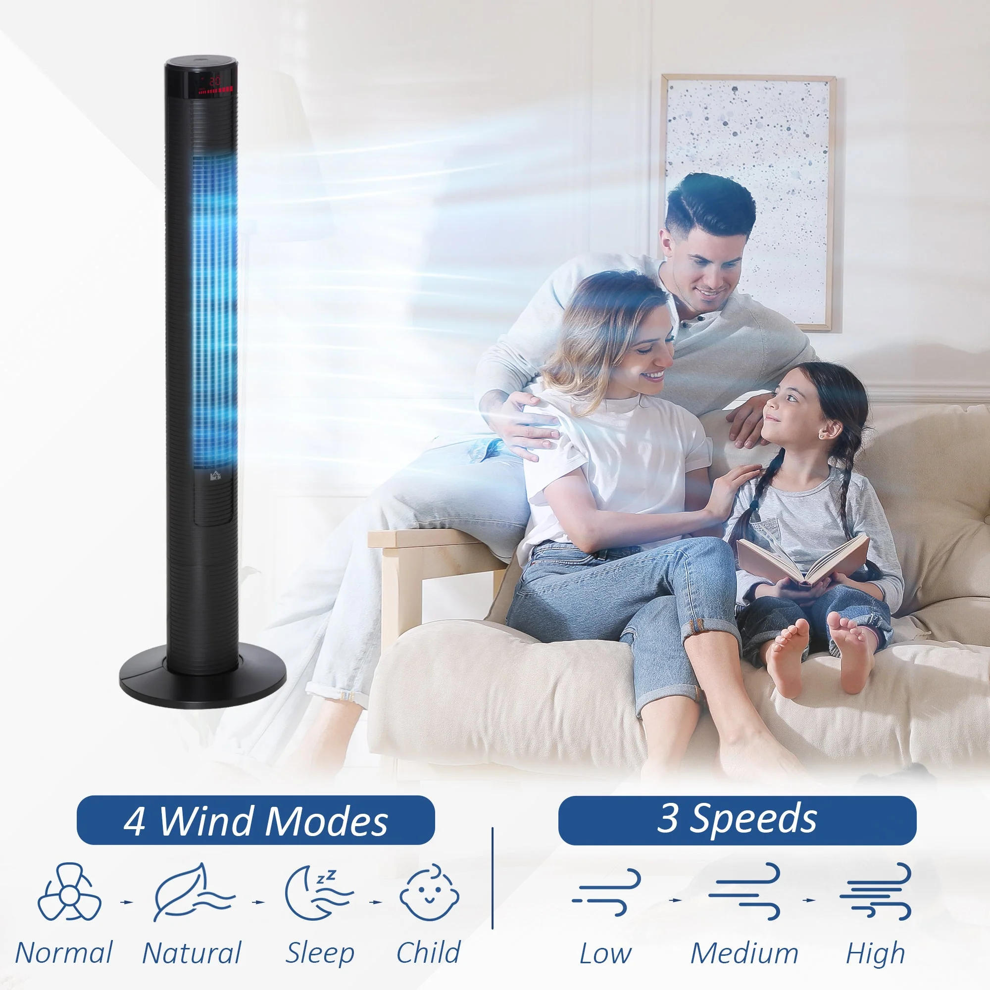 Oscillating Tower Fan with Remote Control - Image 4