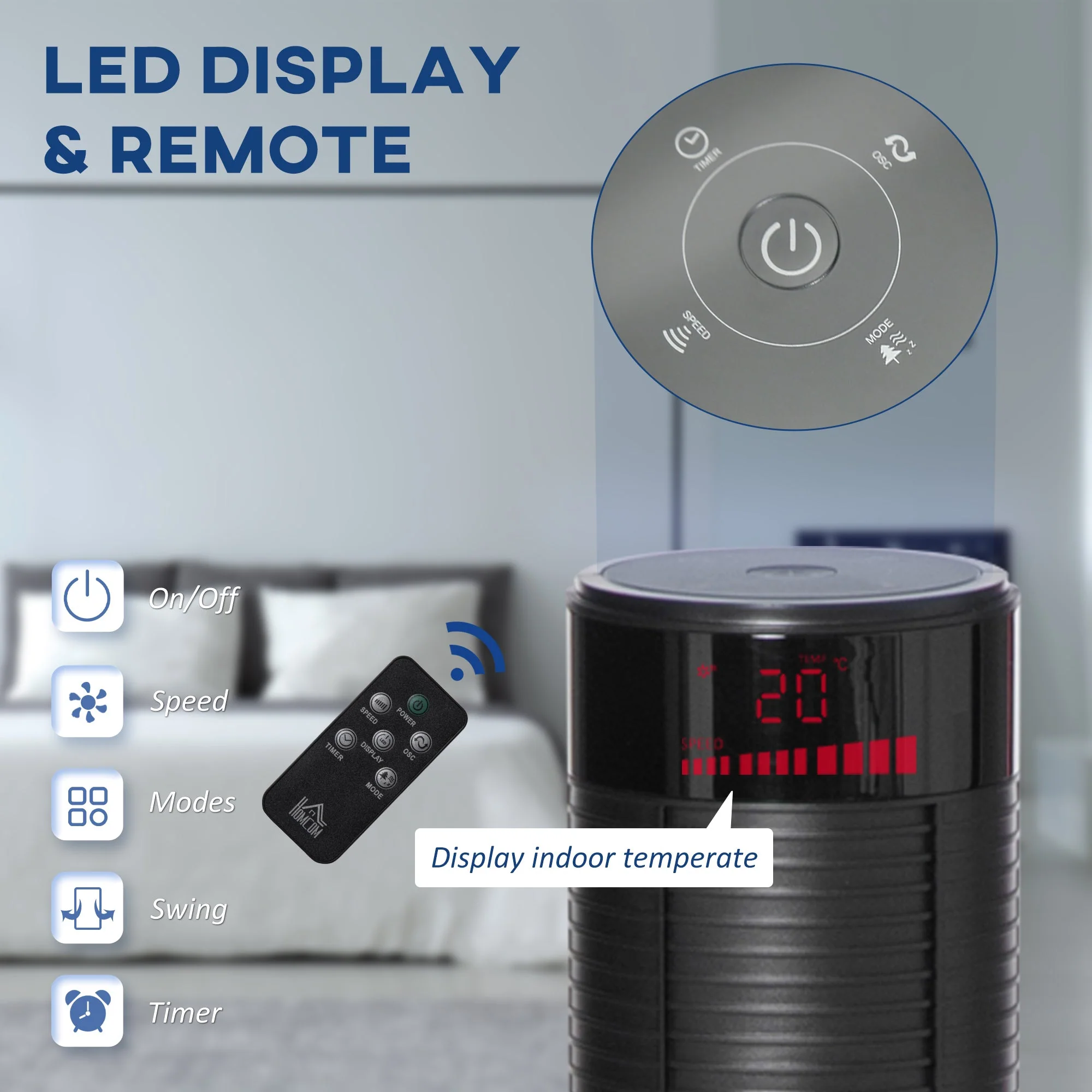 Oscillating Tower Fan with Remote Control - Image 6