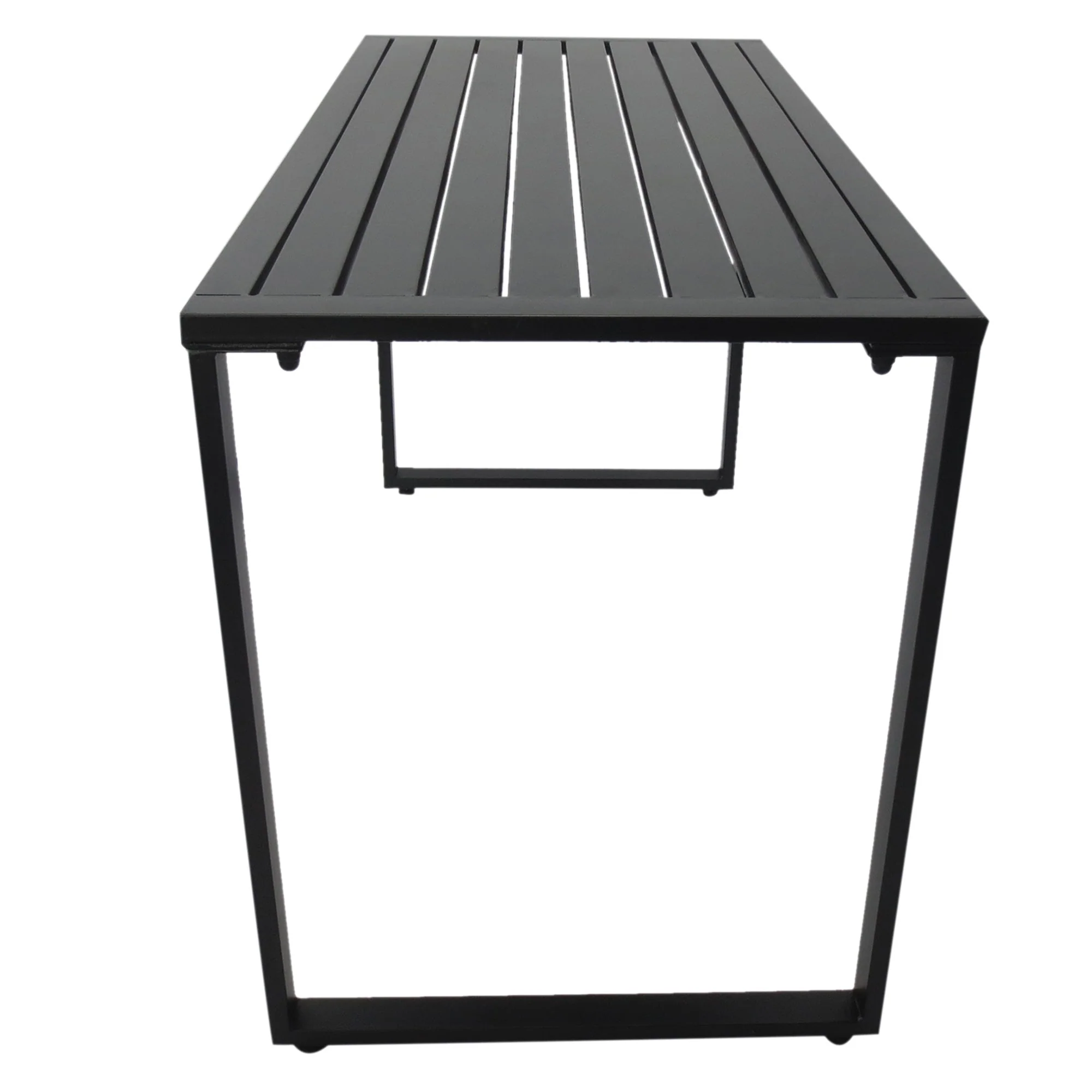 Outdoor 3-Piece Metal Picnic Table and 2 Benches Set Dining Trestle Beer Table Patio Garden Furniture Black - Image 7