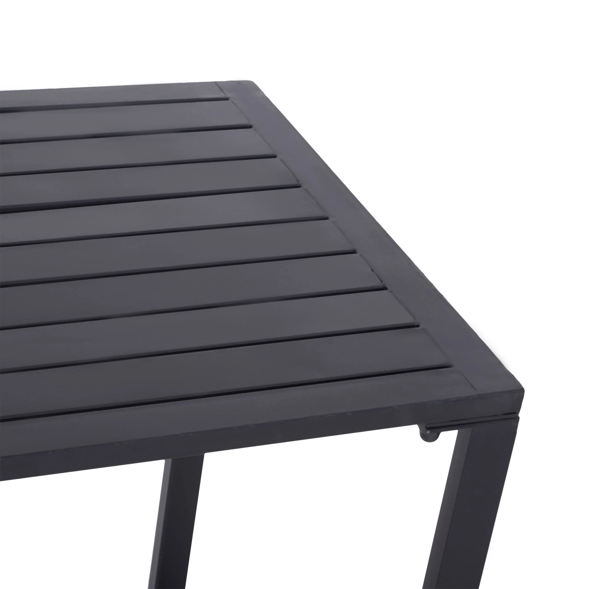 Outdoor 3-Piece Metal Picnic Table and 2 Benches Set Dining Trestle Beer Table Patio Garden Furniture Black - Image 8