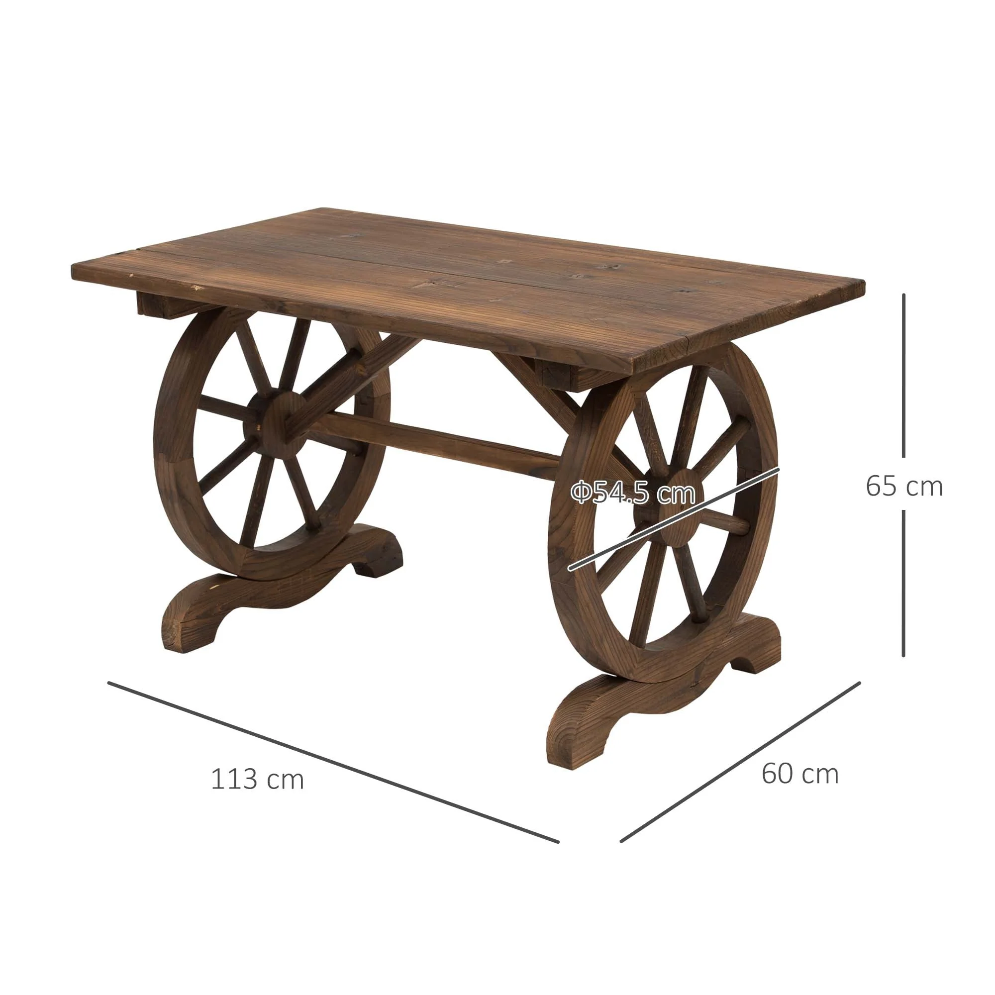 Outdoor Dining Table Patio Display Desk Natural Fir Wood Water-Resistant - Image 3