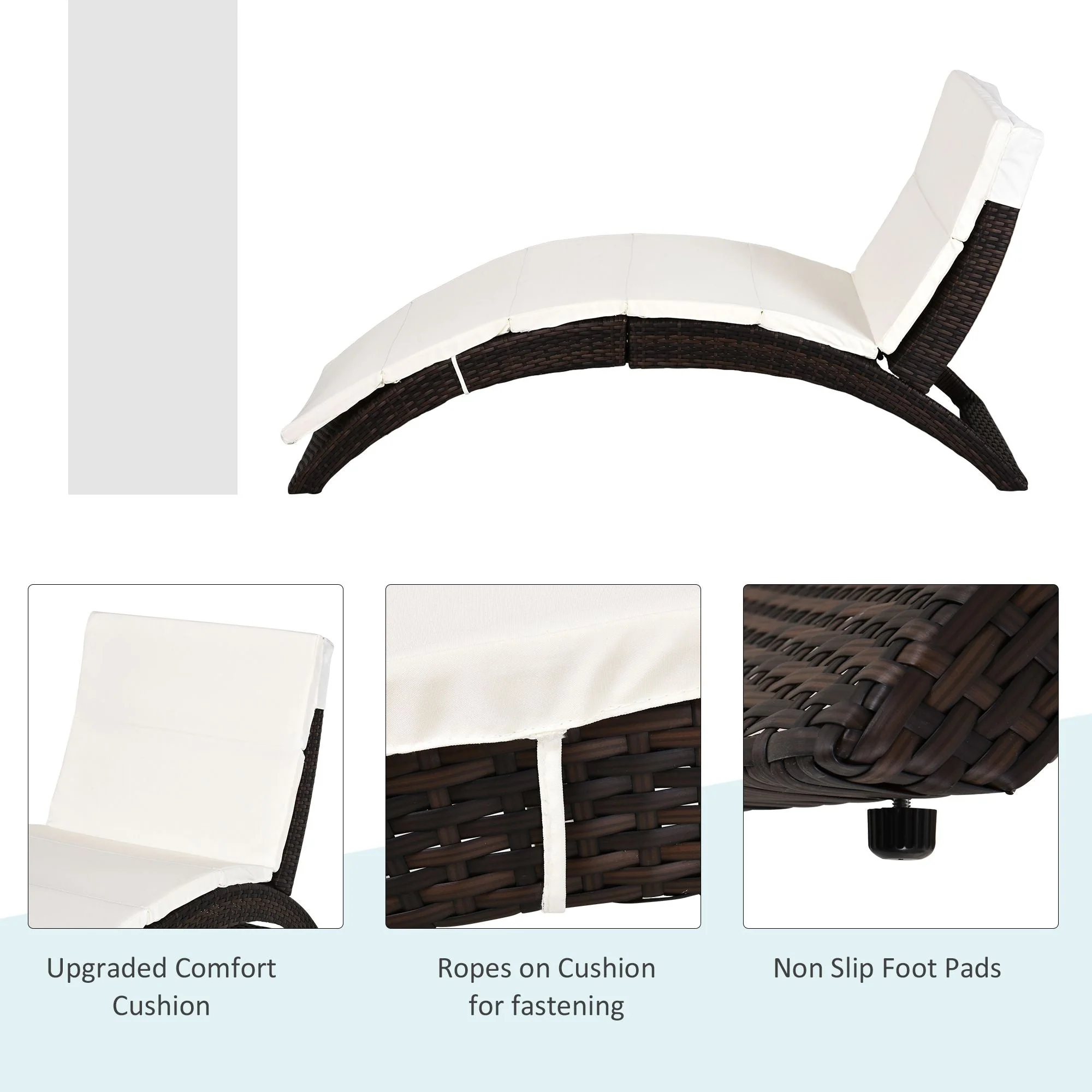Outdoor Foldable PE Rattan Sun Lounger with Soft Padded Cushion - Image 6