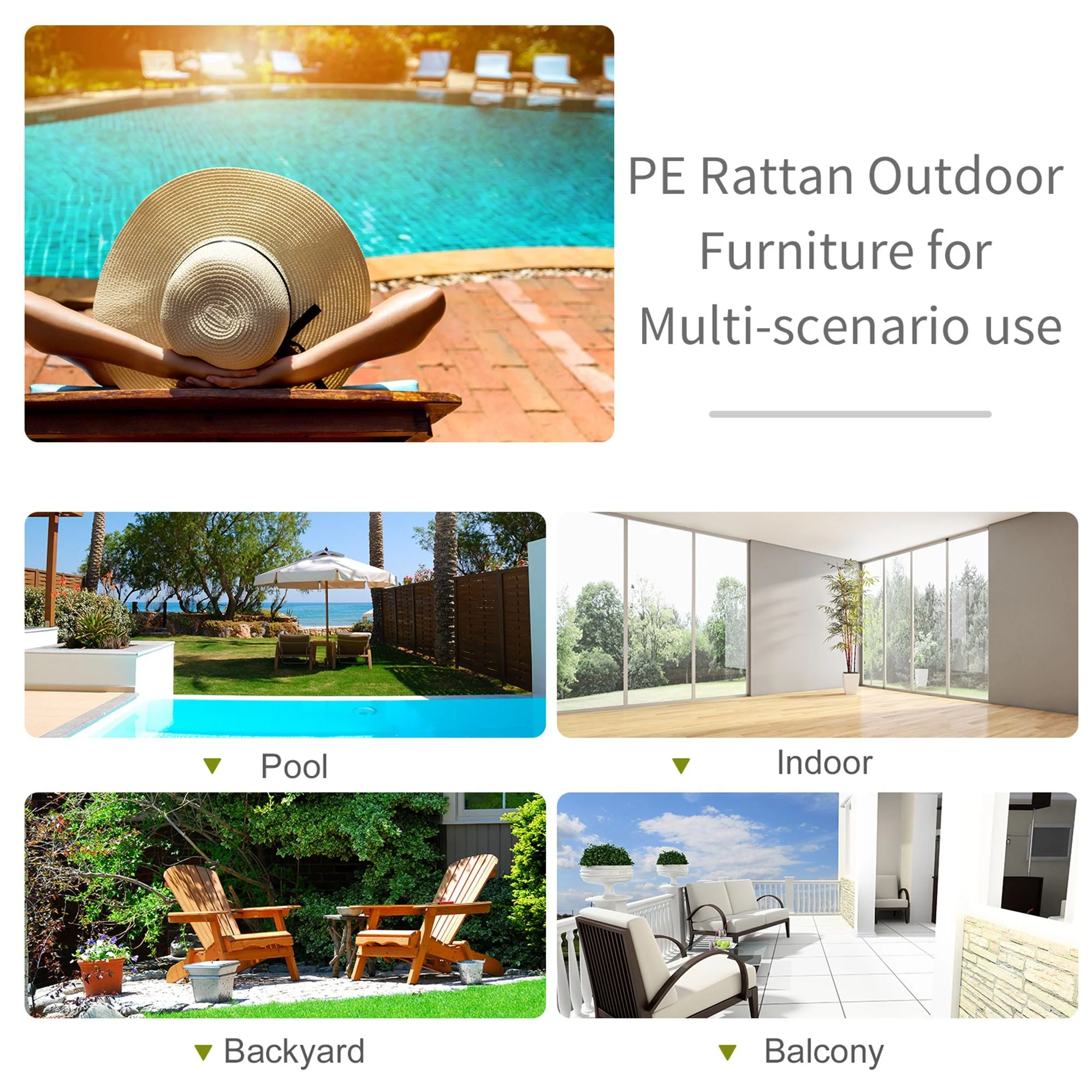 Outdoor Foldable PE Rattan Sun Lounger with Soft Padded Cushion - Image 7
