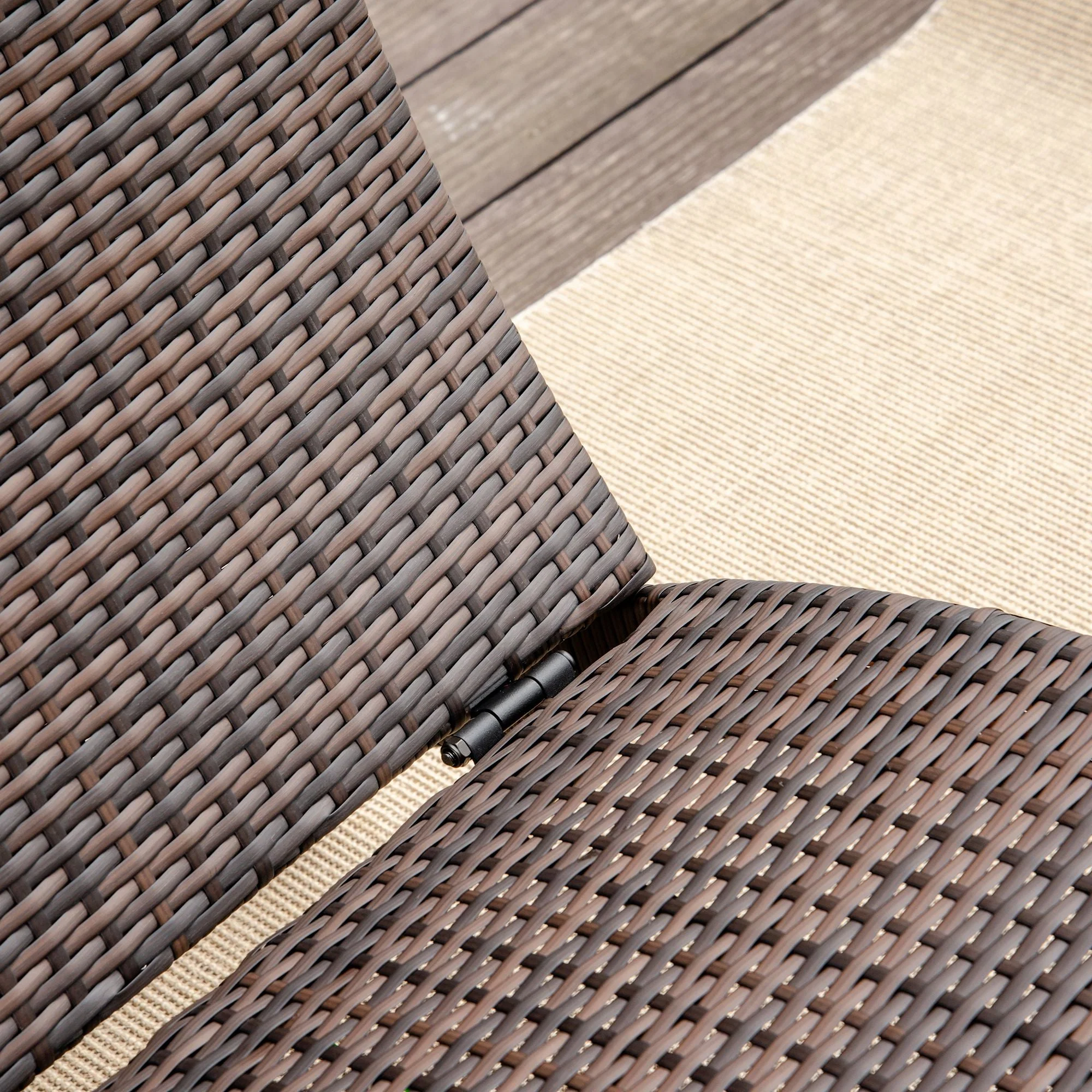 Outdoor Foldable PE Rattan Sun Lounger with Soft Padded Cushion - Image 8