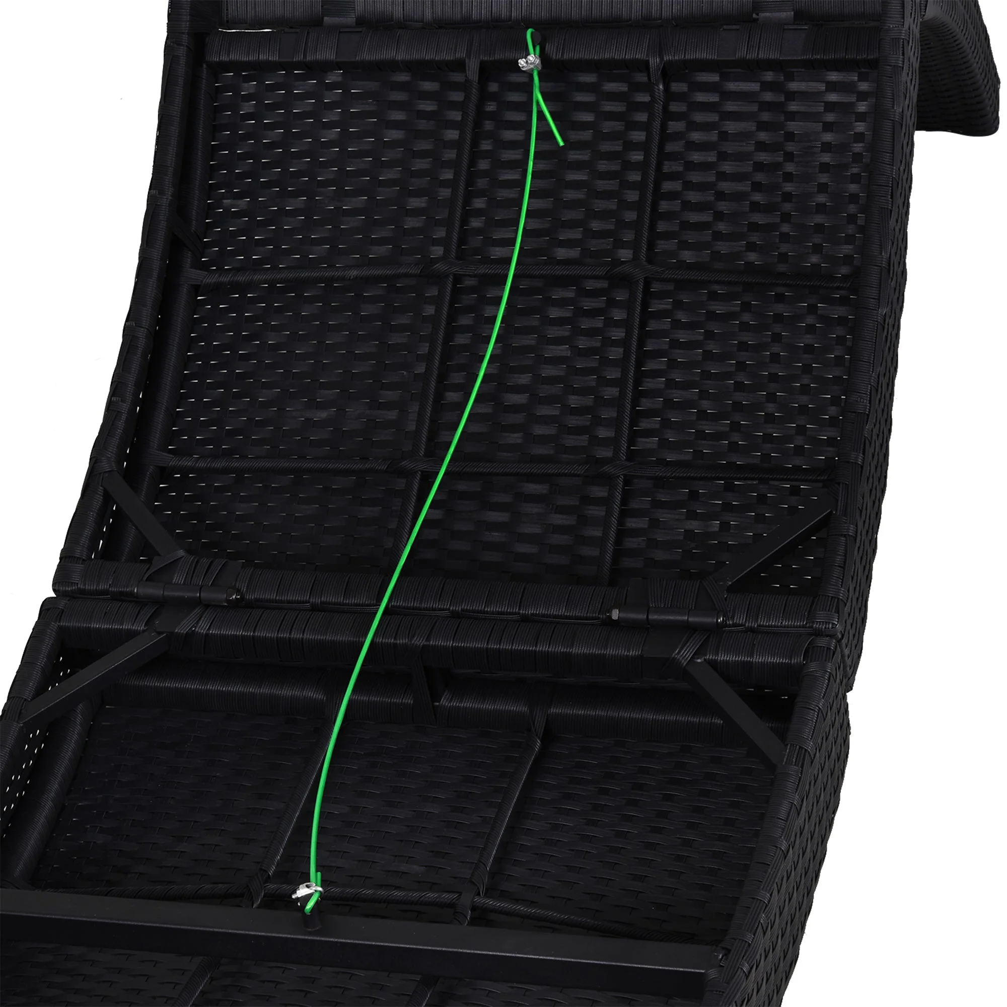 Outdoor Foldable PE Rattan Sun Lounger with Soft Padded Cushion - Image 9