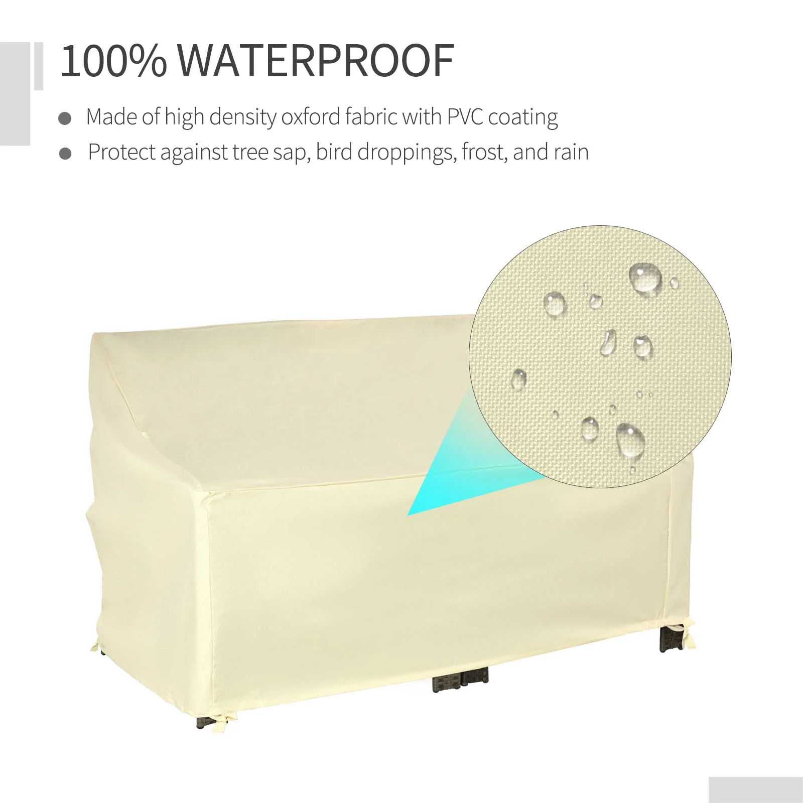 Outdoor Furniture Cover 2 Seater Waterproof Protection Tough PVC Wind Rain Dust UV Shelter - Image 4