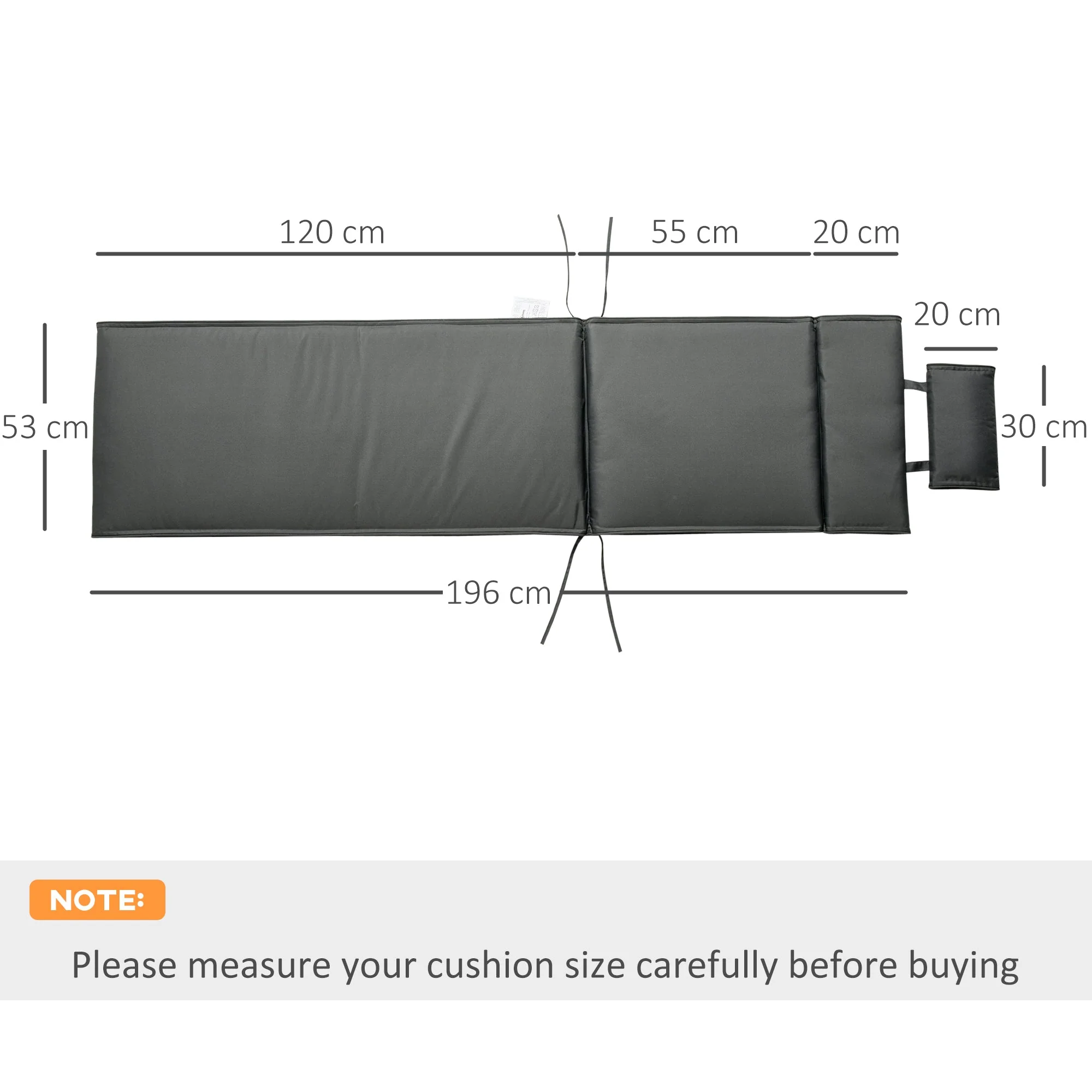 Outdoor Garden Patio Folding High Back Chair Cushion Replacement Seat Pad - Grey - Image 3