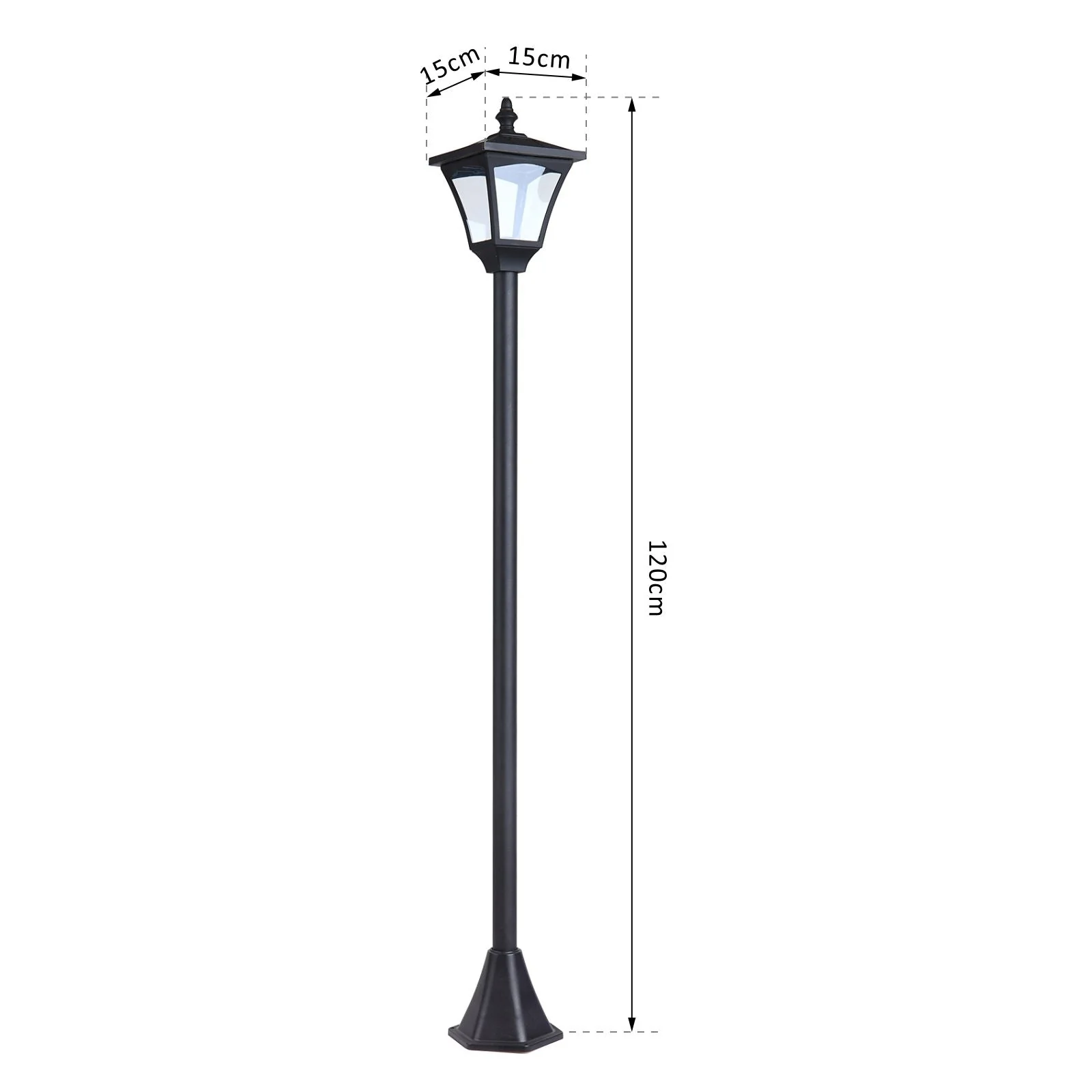 Outdoor Garden Solar Post Lamp Sensor Dimmable LED Lantern Bollard Pathway 1.2M Tall – Black - Image 3