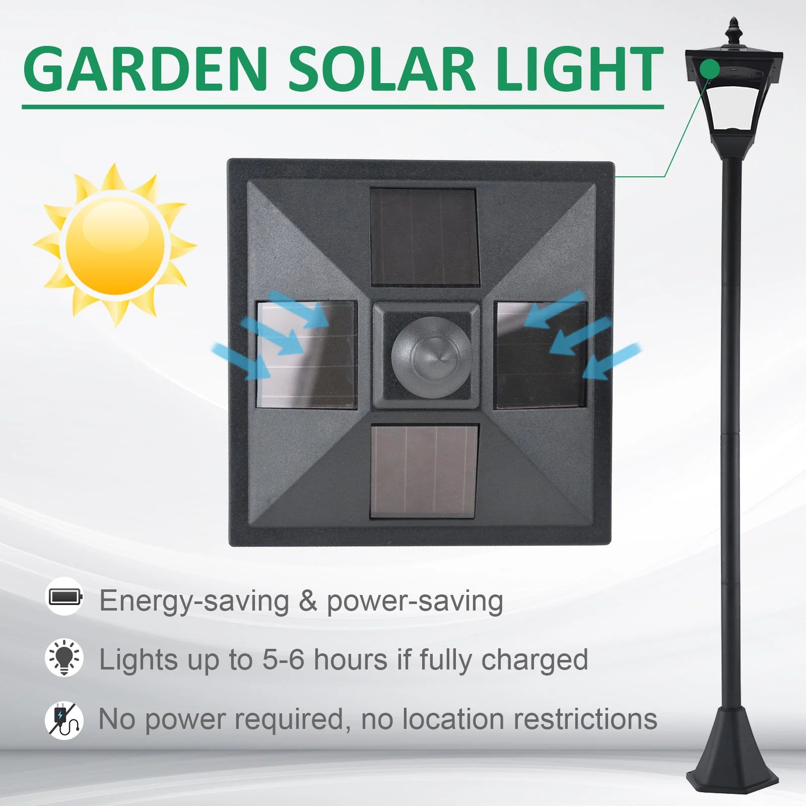 Outdoor Garden Solar Post Lamp Sensor Dimmable LED Lantern Bollard Pathway 1.2M Tall – Black - Image 4