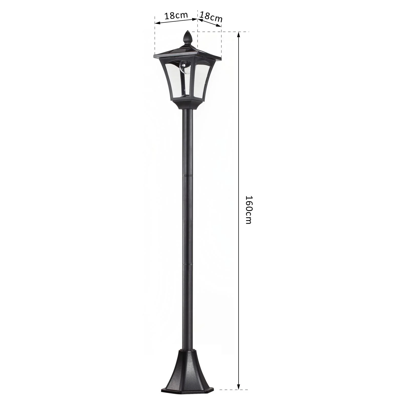 Outdoor Garden Solar Post Lamp Sensor Dimmable LED Lantern Bollard Pathway 1.6M Tall – Black - Image 3