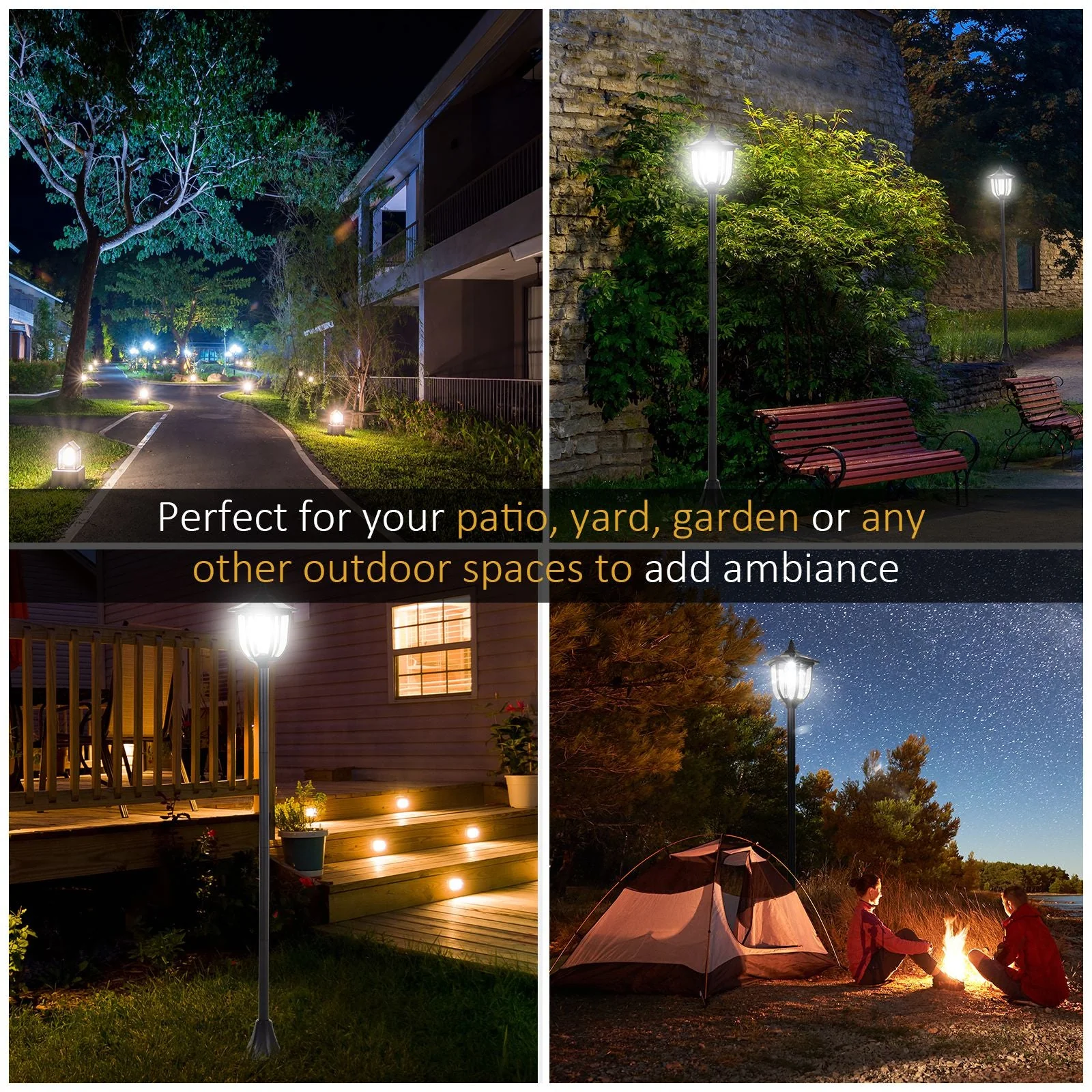 Outdoor Garden Solar Post Lamp Sensor Dimmable LED Lantern Bollard Pathway 1.6M Tall – Black - Image 7