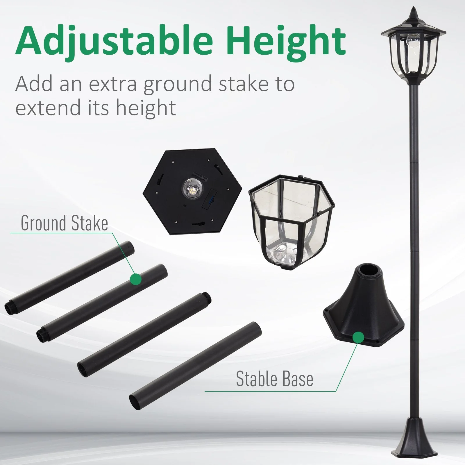 Outdoor Garden Solar Post Lamp Sensor Light LED Lantern Bollard Pathway Torch Light 1.77m Tall - Image 4