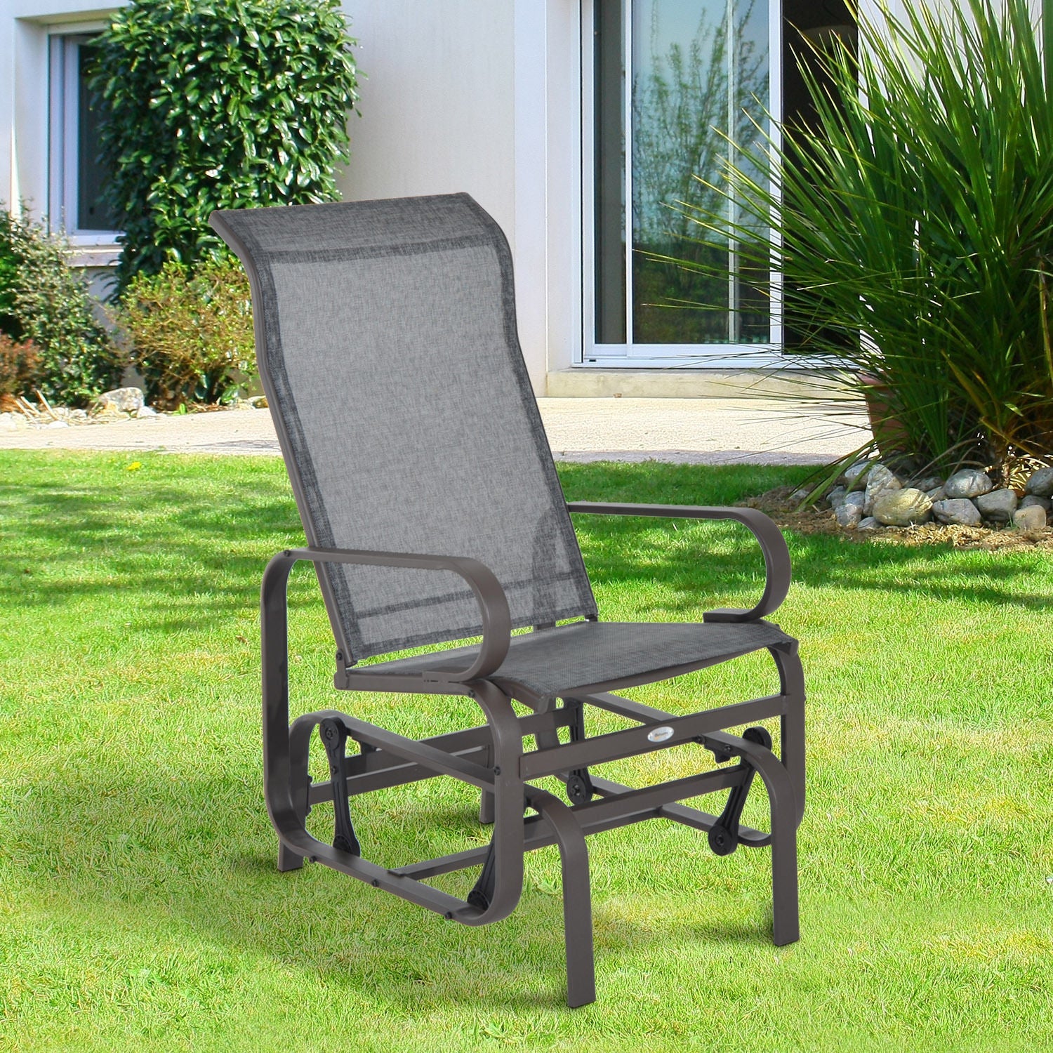 Outdoor Gliding Rocking Chair with Sturdy Metal Frame Garden Comfortable Swing Chair - Image 2