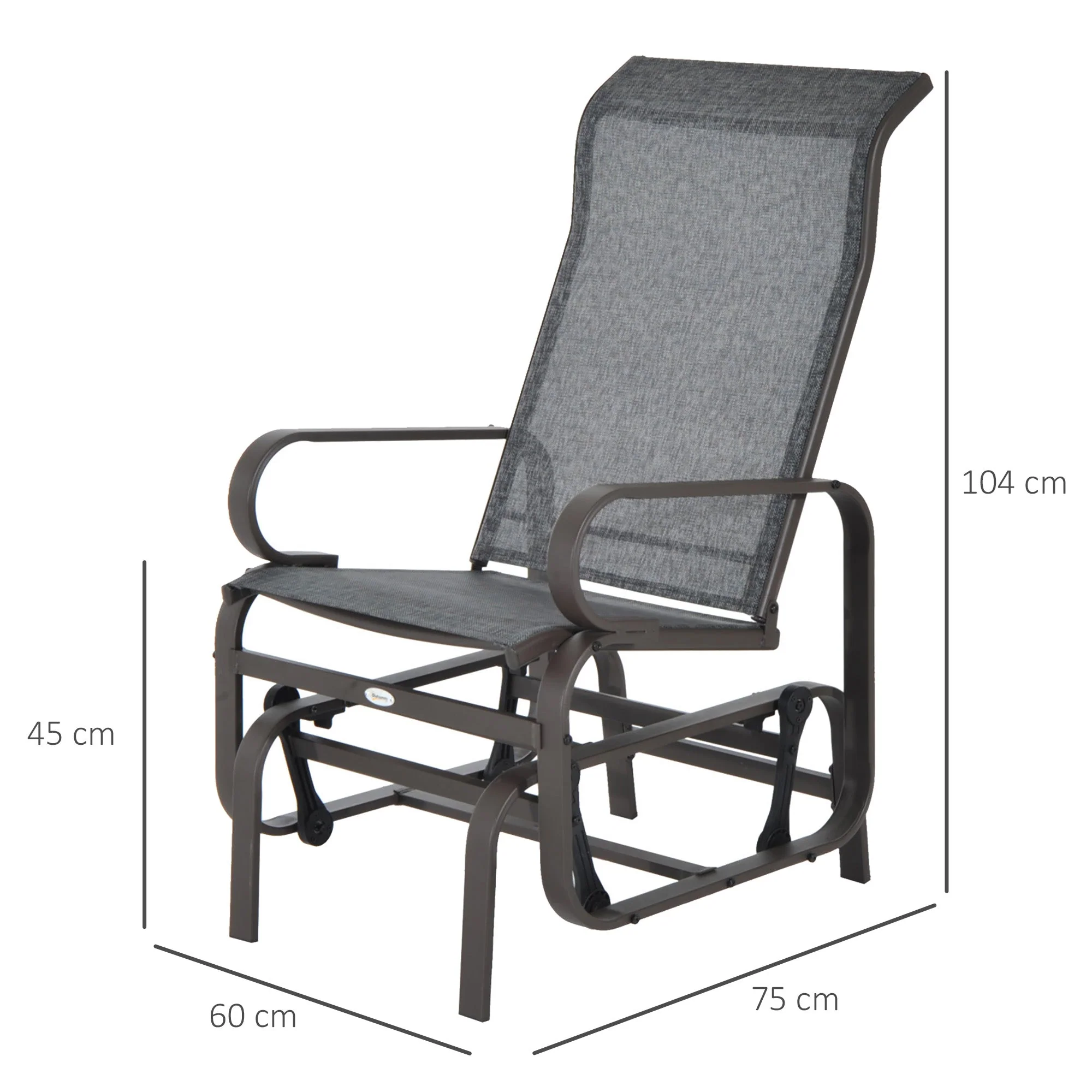 Outdoor Gliding Rocking Chair with Sturdy Metal Frame Garden Comfortable Swing Chair - Image 3