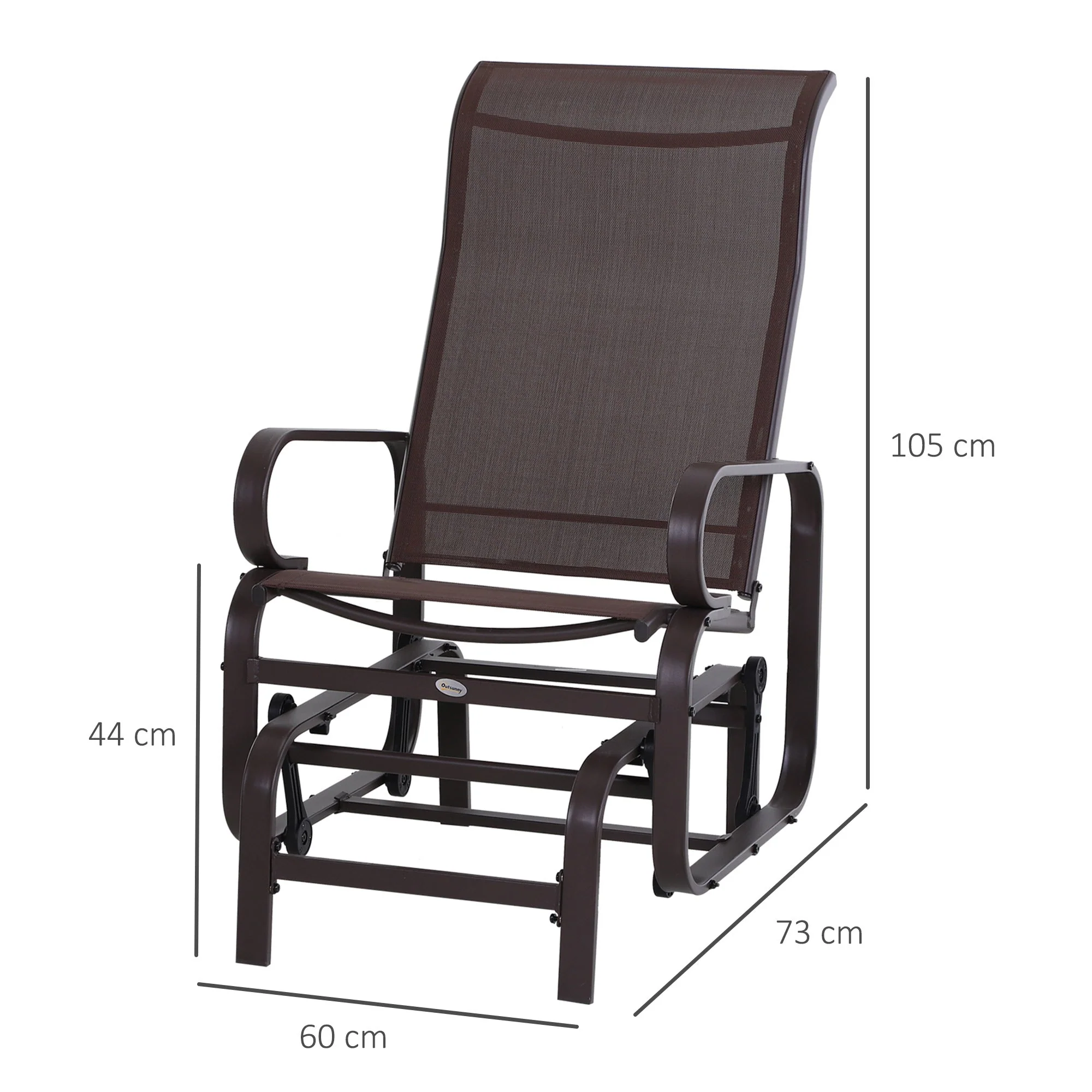 Outdoor Gliding Rocking Chair with Sturdy Metal Frame Garden Comfortable Swing Chair for Patio - Image 3