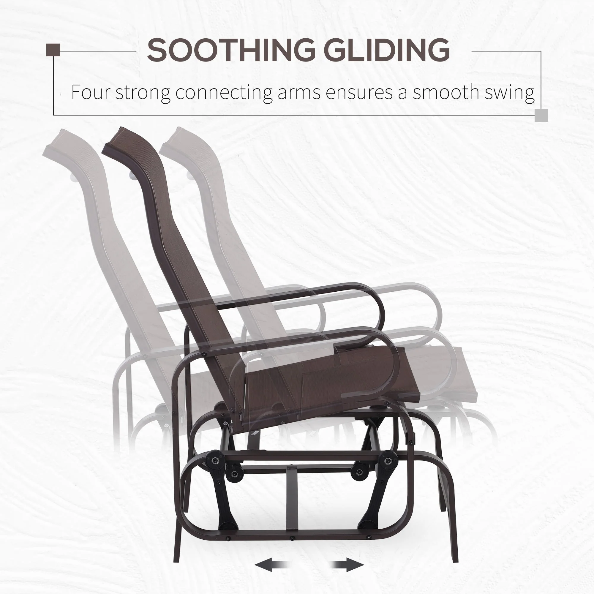 Outdoor Gliding Rocking Chair with Sturdy Metal Frame Garden Comfortable Swing Chair for Patio - Image 4