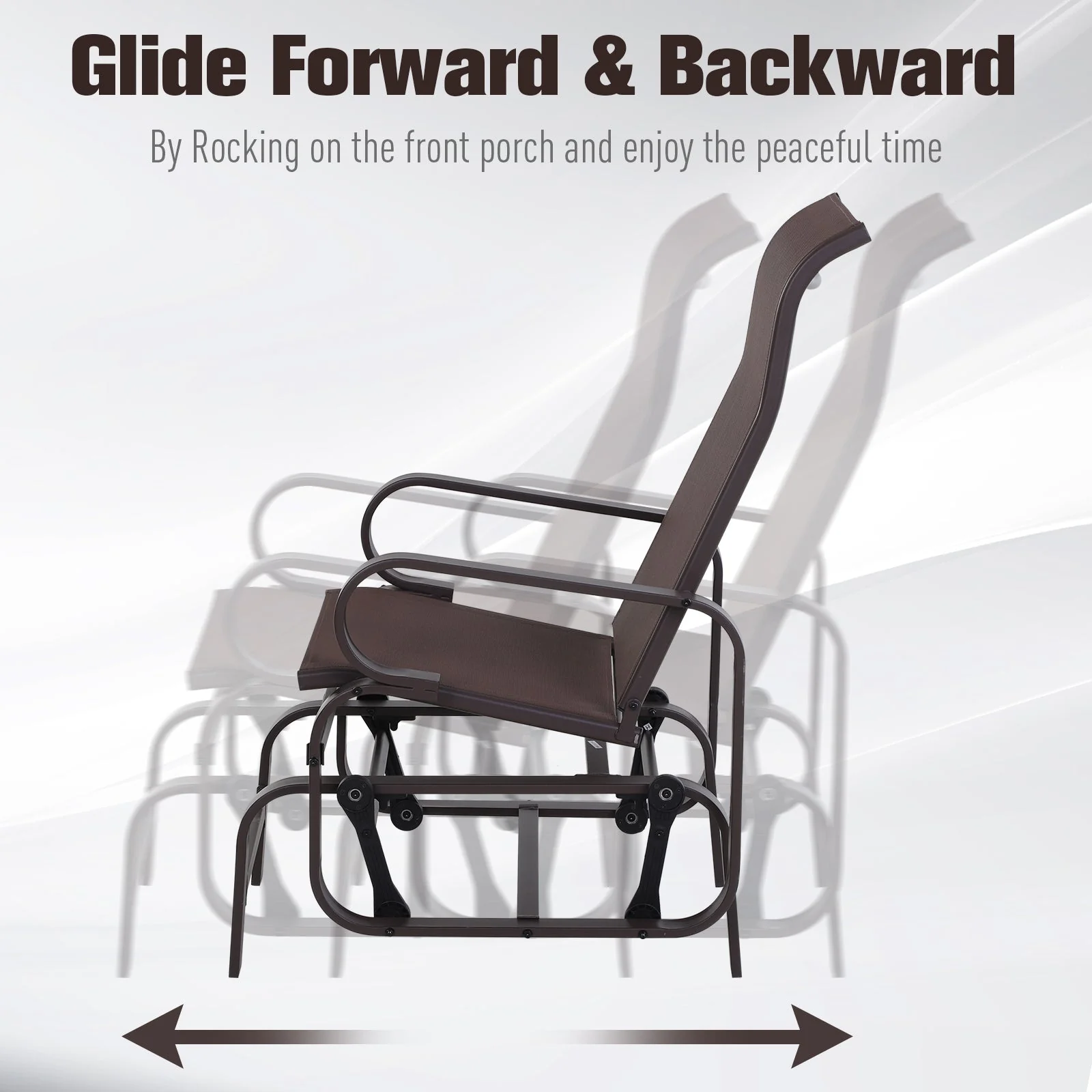 Outdoor Gliding Rocking Chair with Sturdy Metal Frame Garden Comfortable Swing Chair for Patio - Image 7