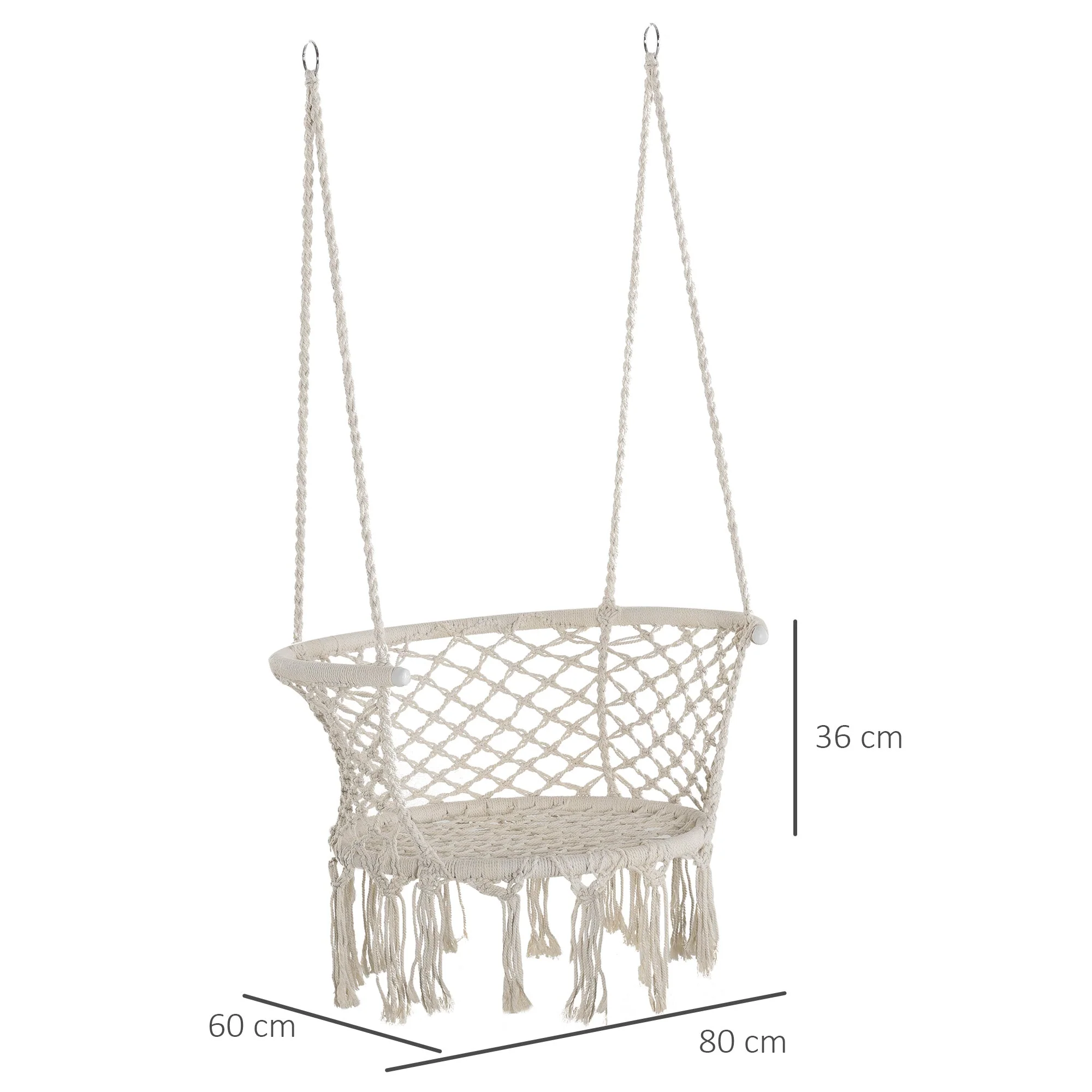 Outdoor Hanging Rope Chair with Cotton Rope - Image 3