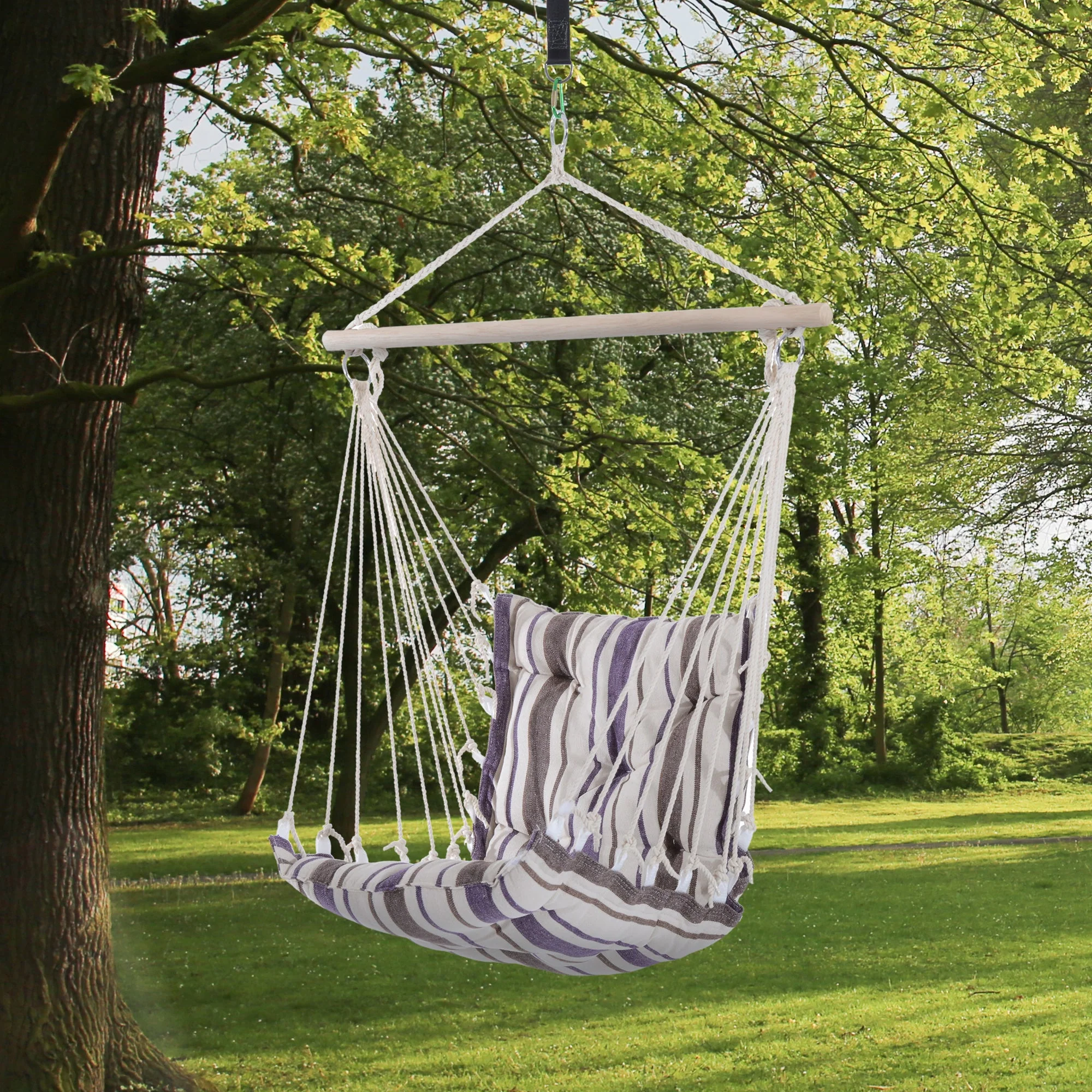 Outdoor Hanging Rope Chair with Soft Padded Seat & Backrest - Image 2