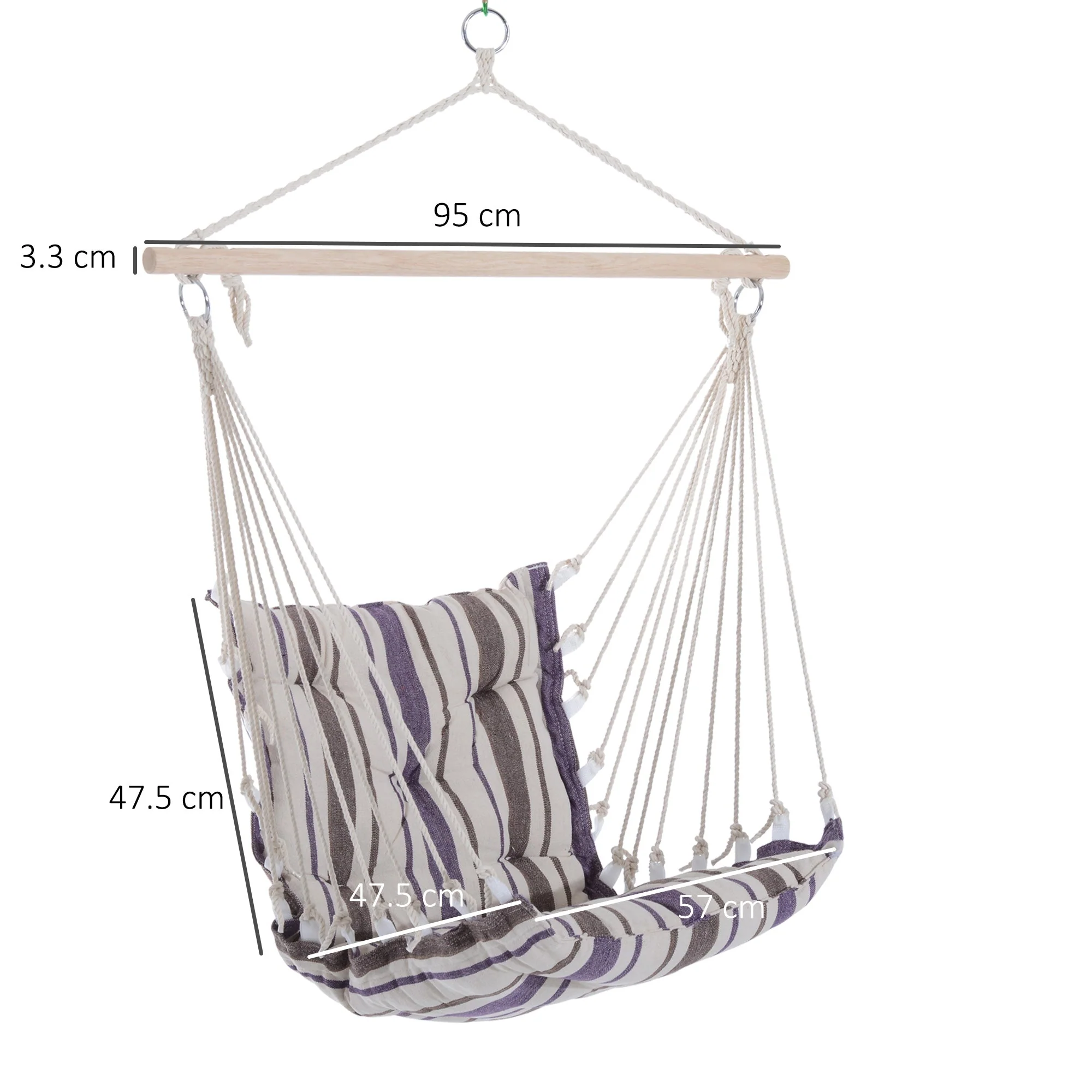 Outdoor Hanging Rope Chair with Soft Padded Seat & Backrest - Image 3